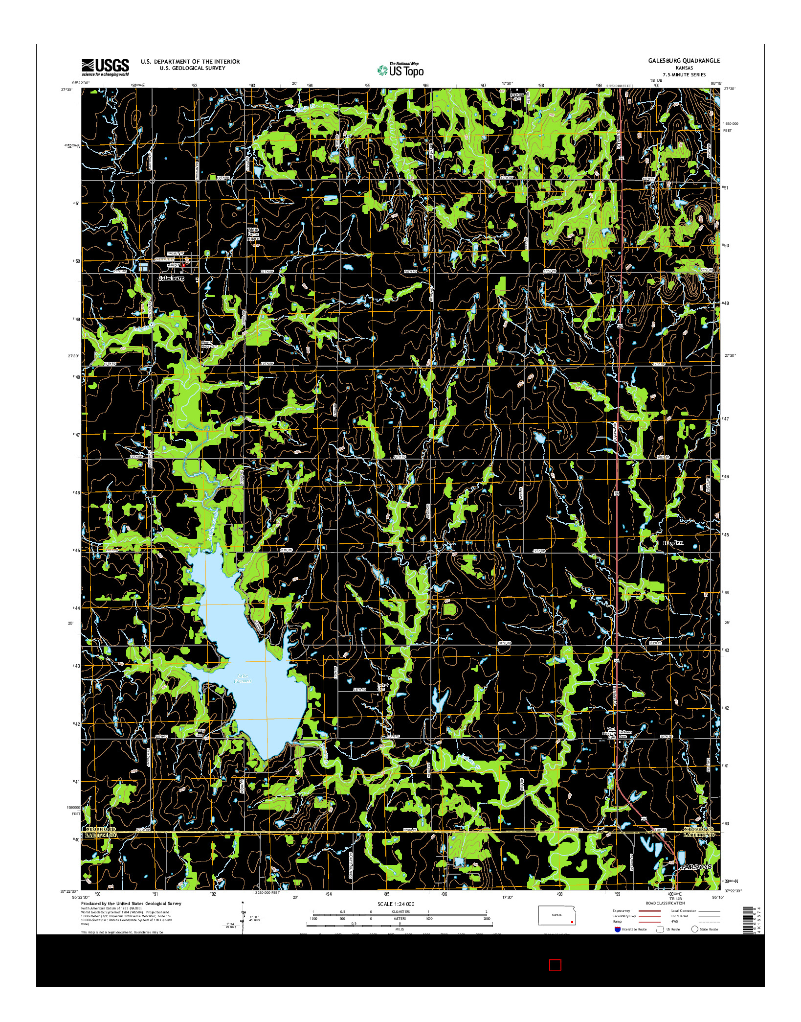 USGS US TOPO 7.5-MINUTE MAP FOR GALESBURG, KS 2015
