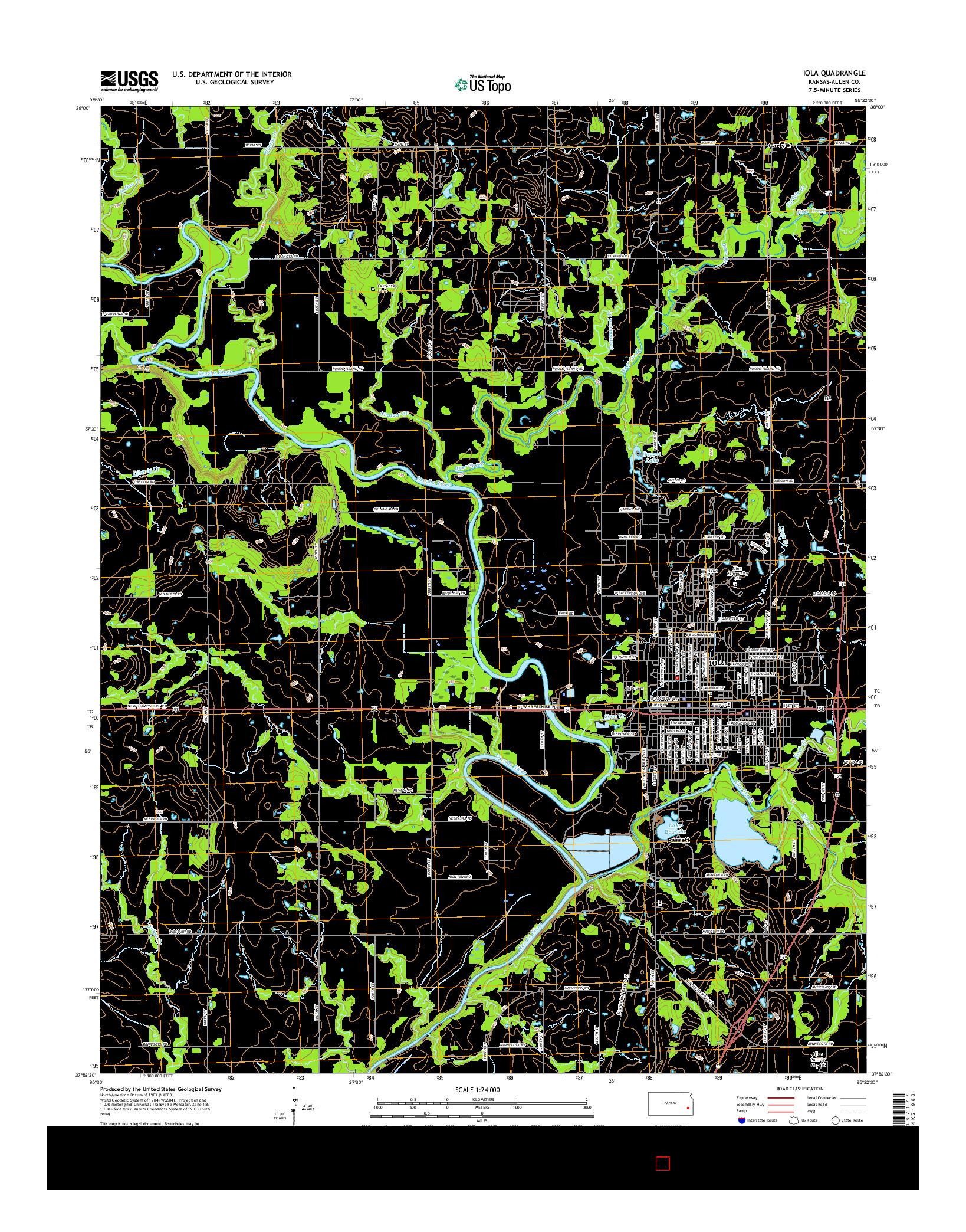 USGS US TOPO 7.5-MINUTE MAP FOR IOLA, KS 2015