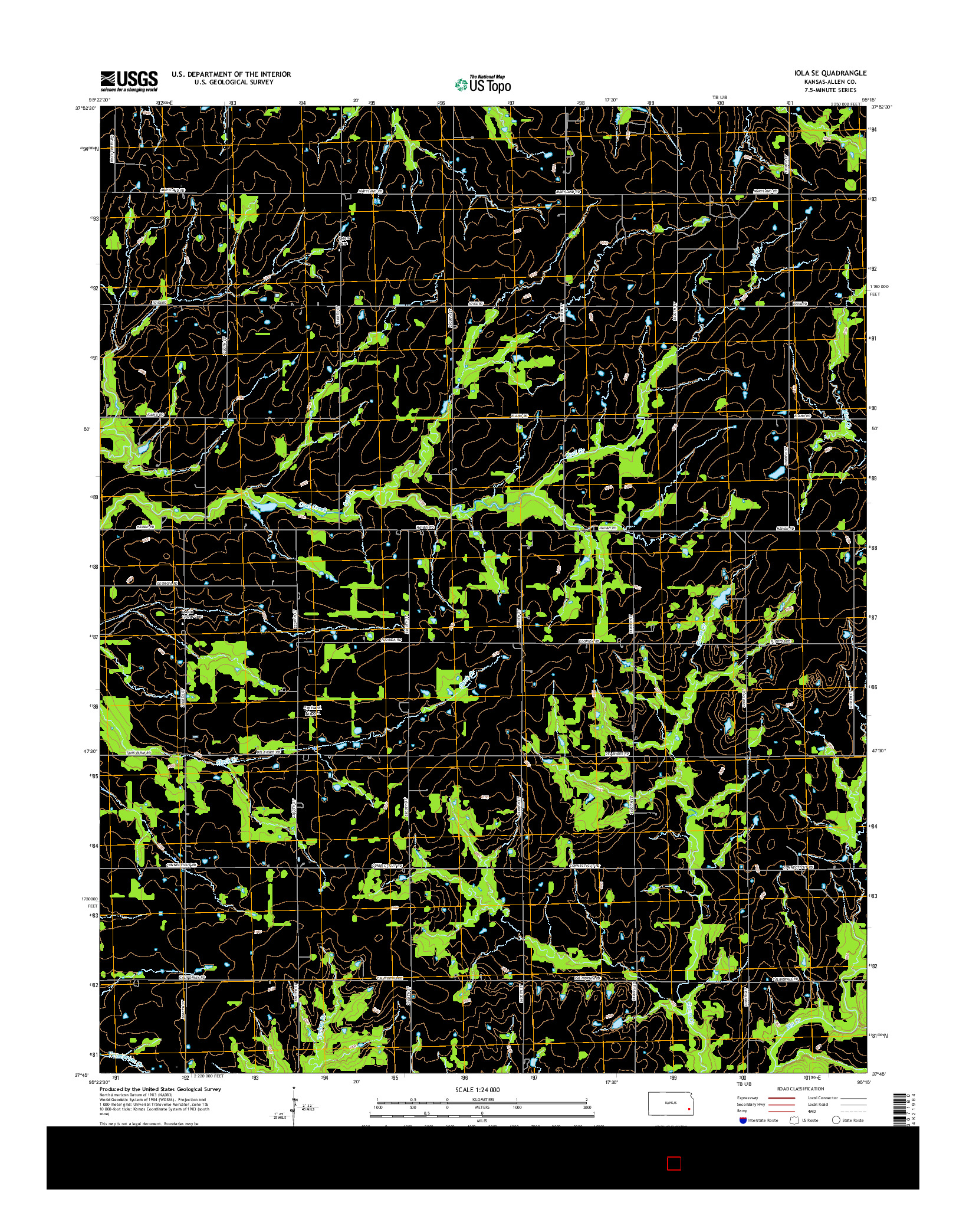 USGS US TOPO 7.5-MINUTE MAP FOR IOLA SE, KS 2015