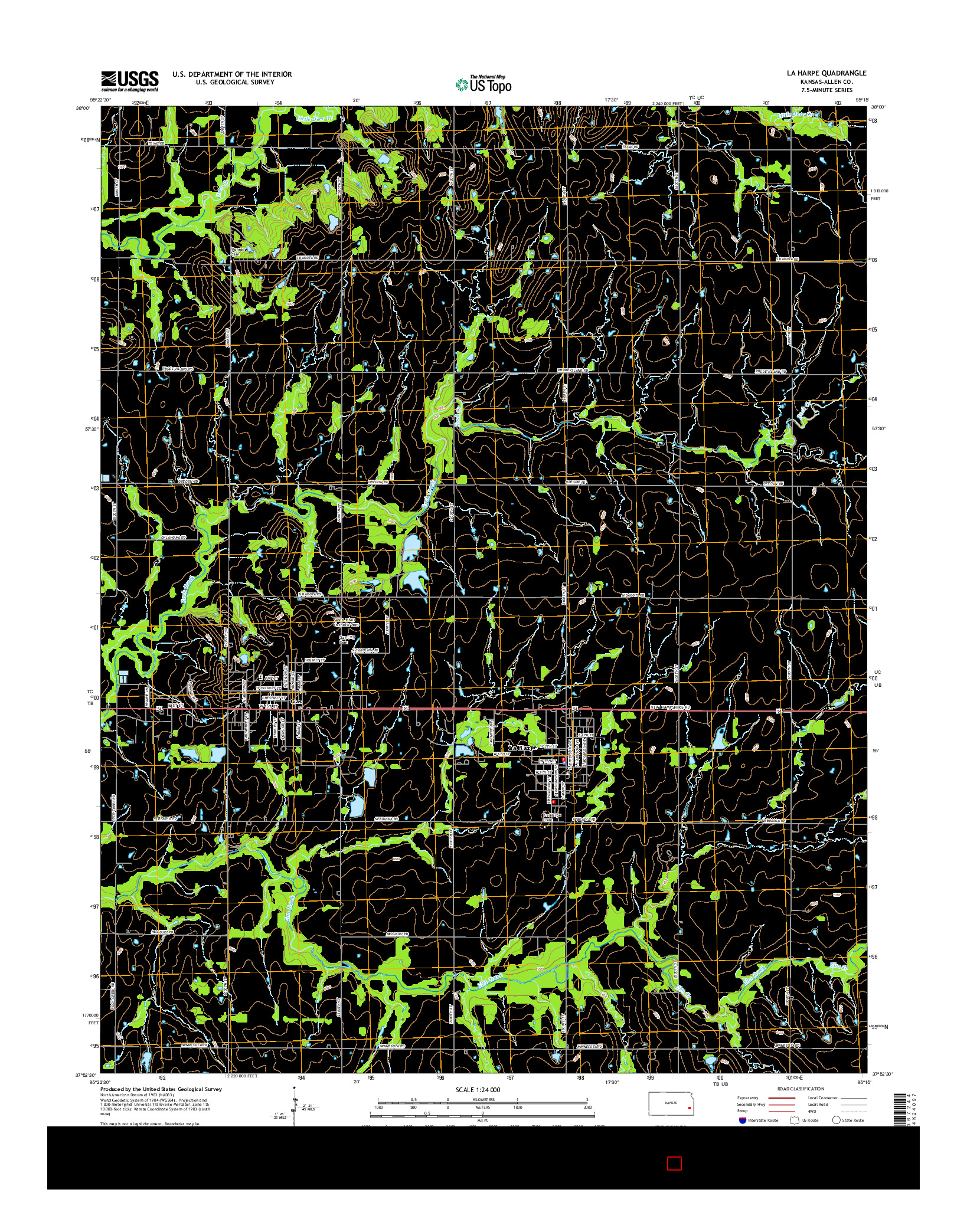 USGS US TOPO 7.5-MINUTE MAP FOR LA HARPE, KS 2015