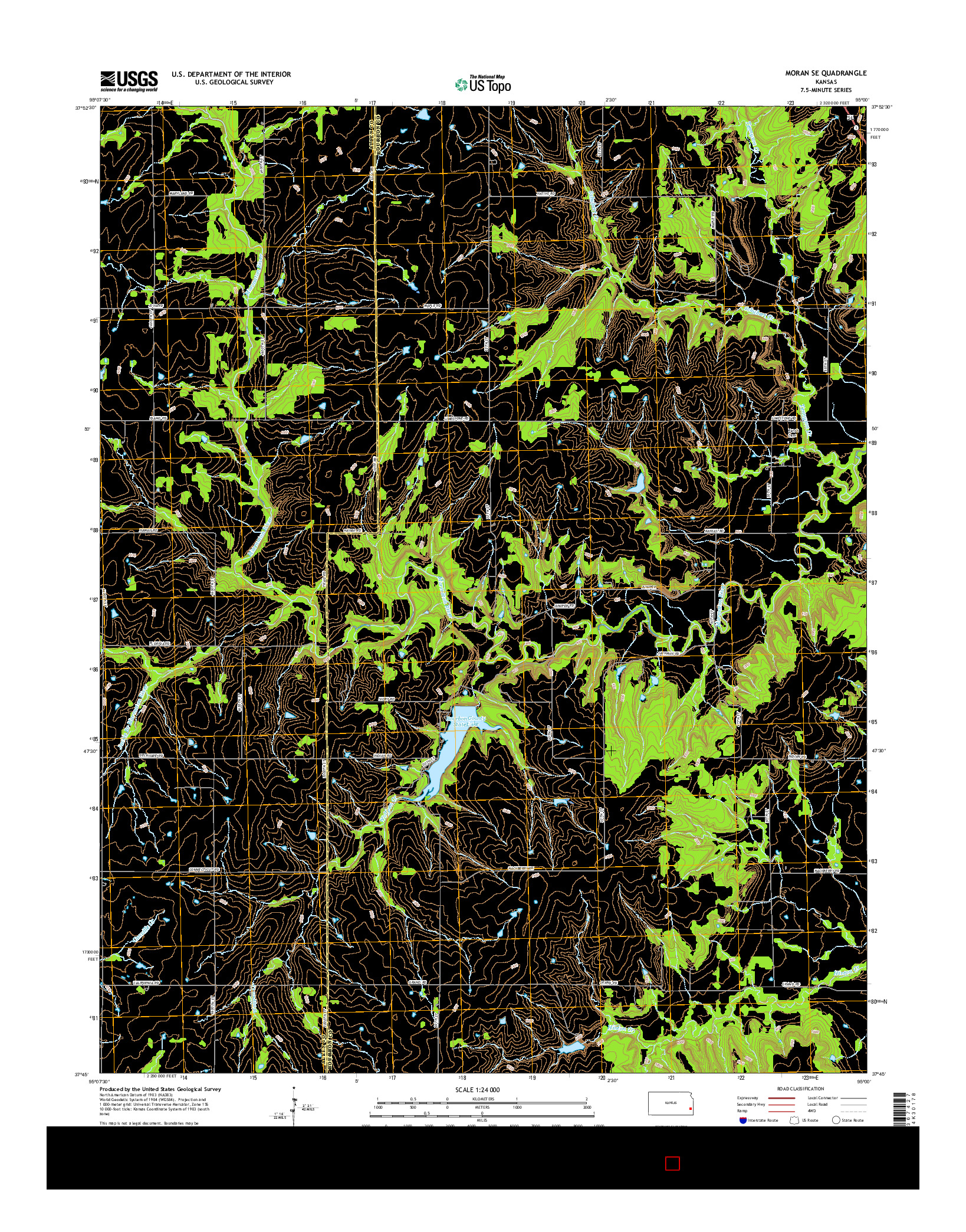 USGS US TOPO 7.5-MINUTE MAP FOR MORAN SE, KS 2015