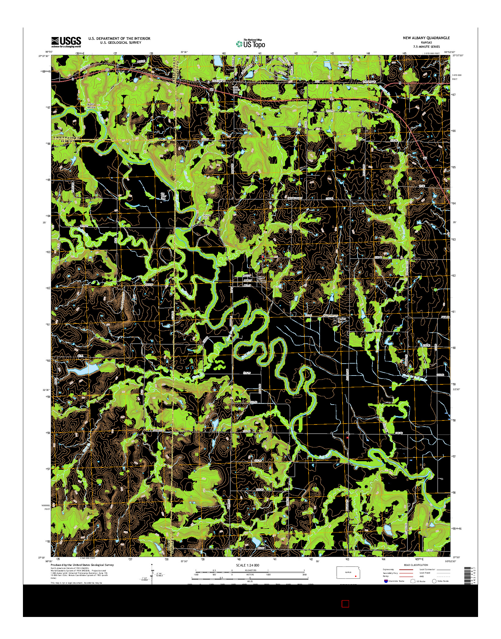USGS US TOPO 7.5-MINUTE MAP FOR NEW ALBANY, KS 2015
