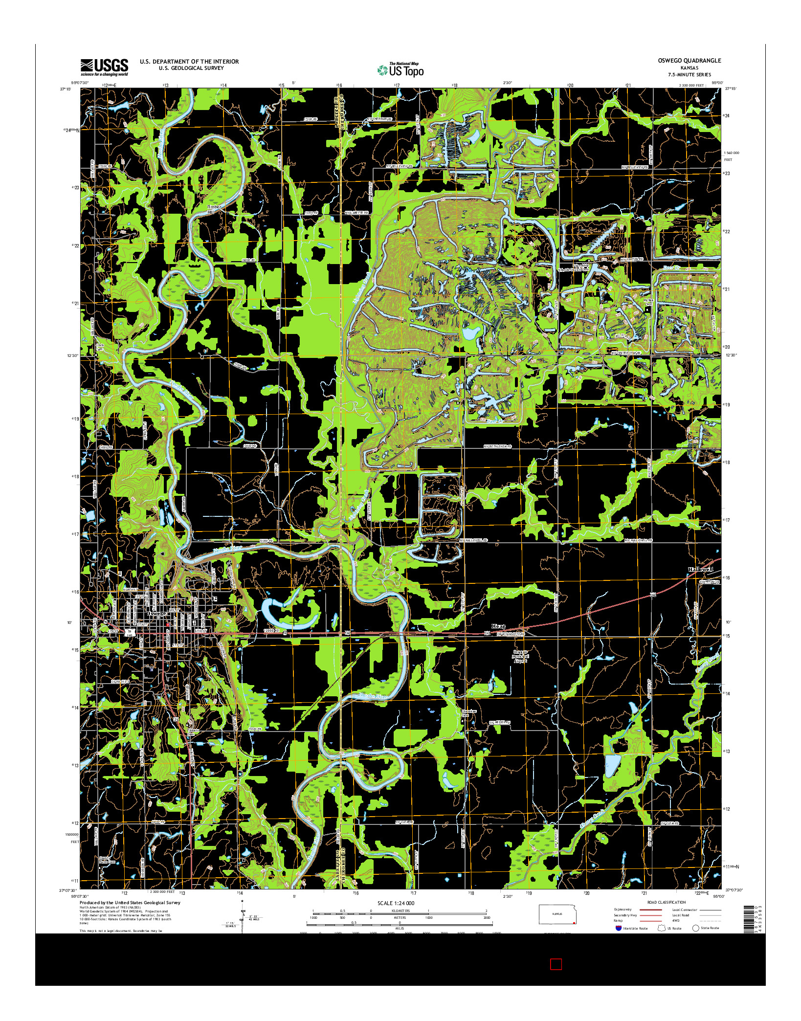 USGS US TOPO 7.5-MINUTE MAP FOR OSWEGO, KS 2015