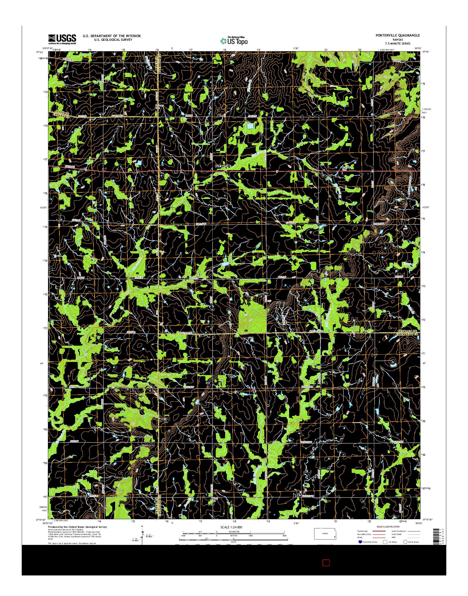 USGS US TOPO 7.5-MINUTE MAP FOR PORTERVILLE, KS 2015