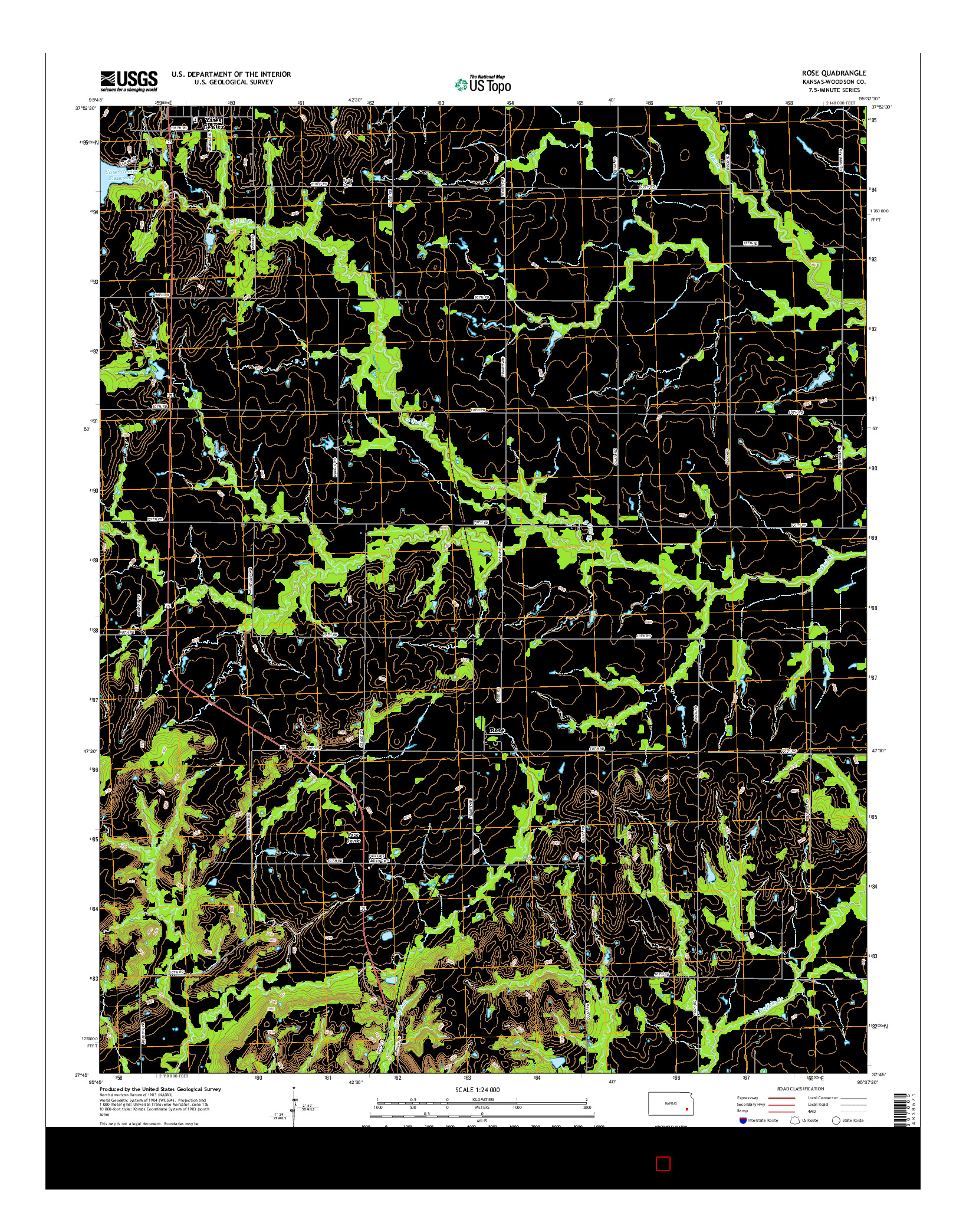 USGS US TOPO 7.5-MINUTE MAP FOR ROSE, KS 2015