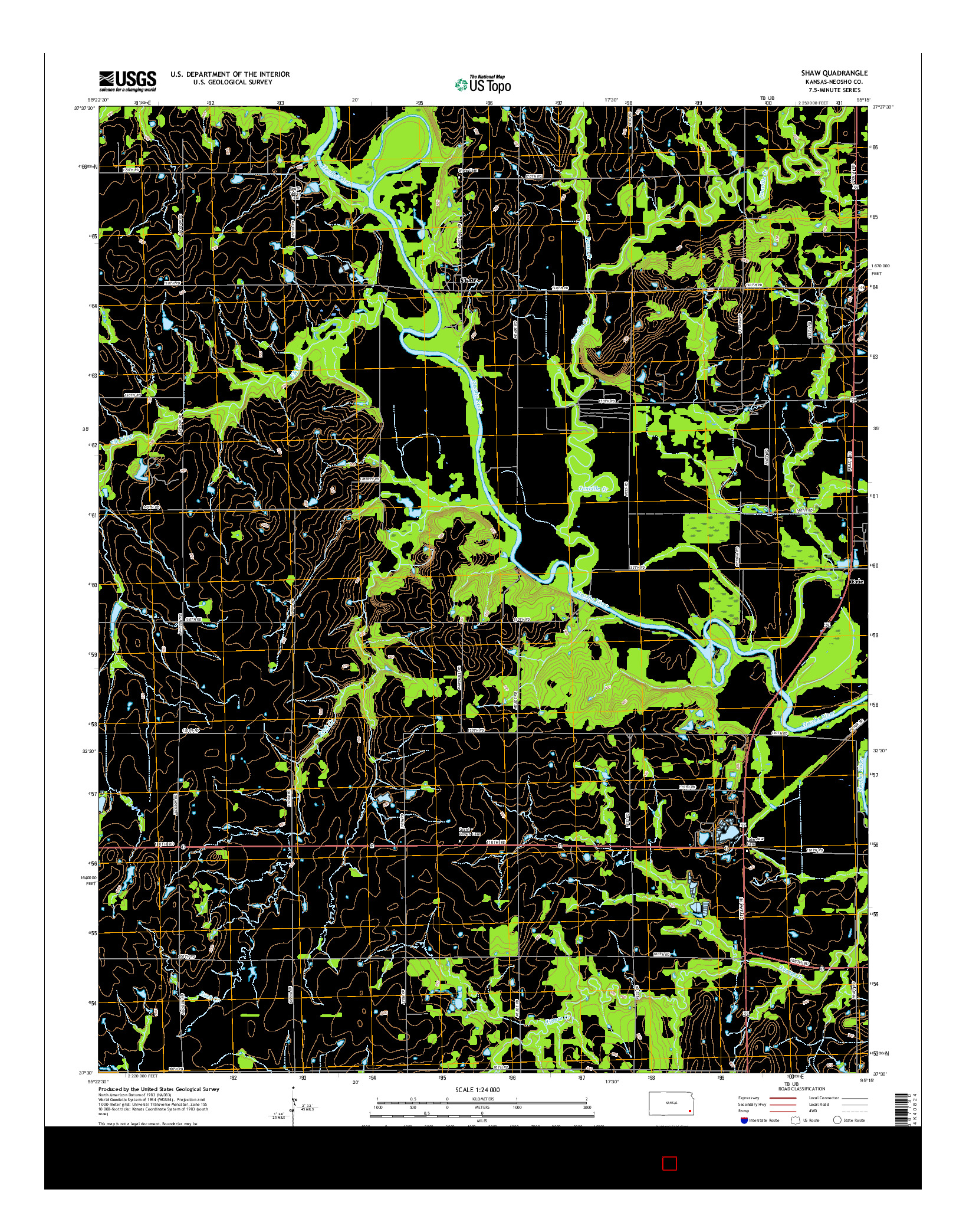 USGS US TOPO 7.5-MINUTE MAP FOR SHAW, KS 2015