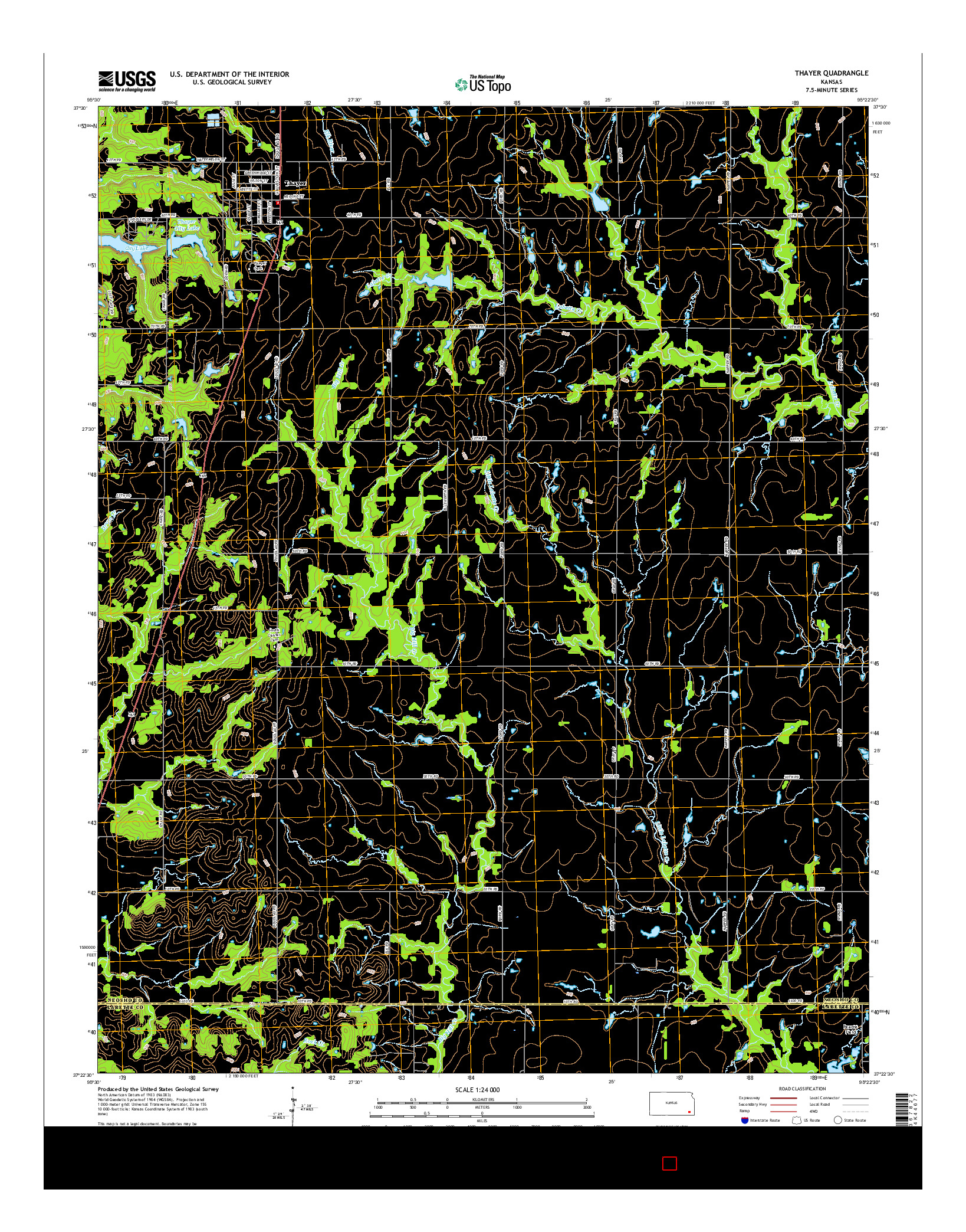 USGS US TOPO 7.5-MINUTE MAP FOR THAYER, KS 2015