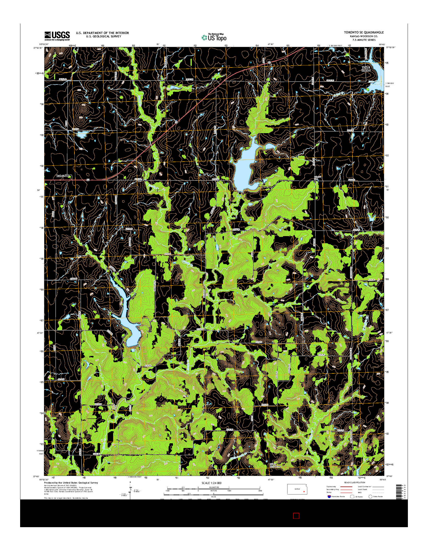 USGS US TOPO 7.5-MINUTE MAP FOR TORONTO SE, KS 2015