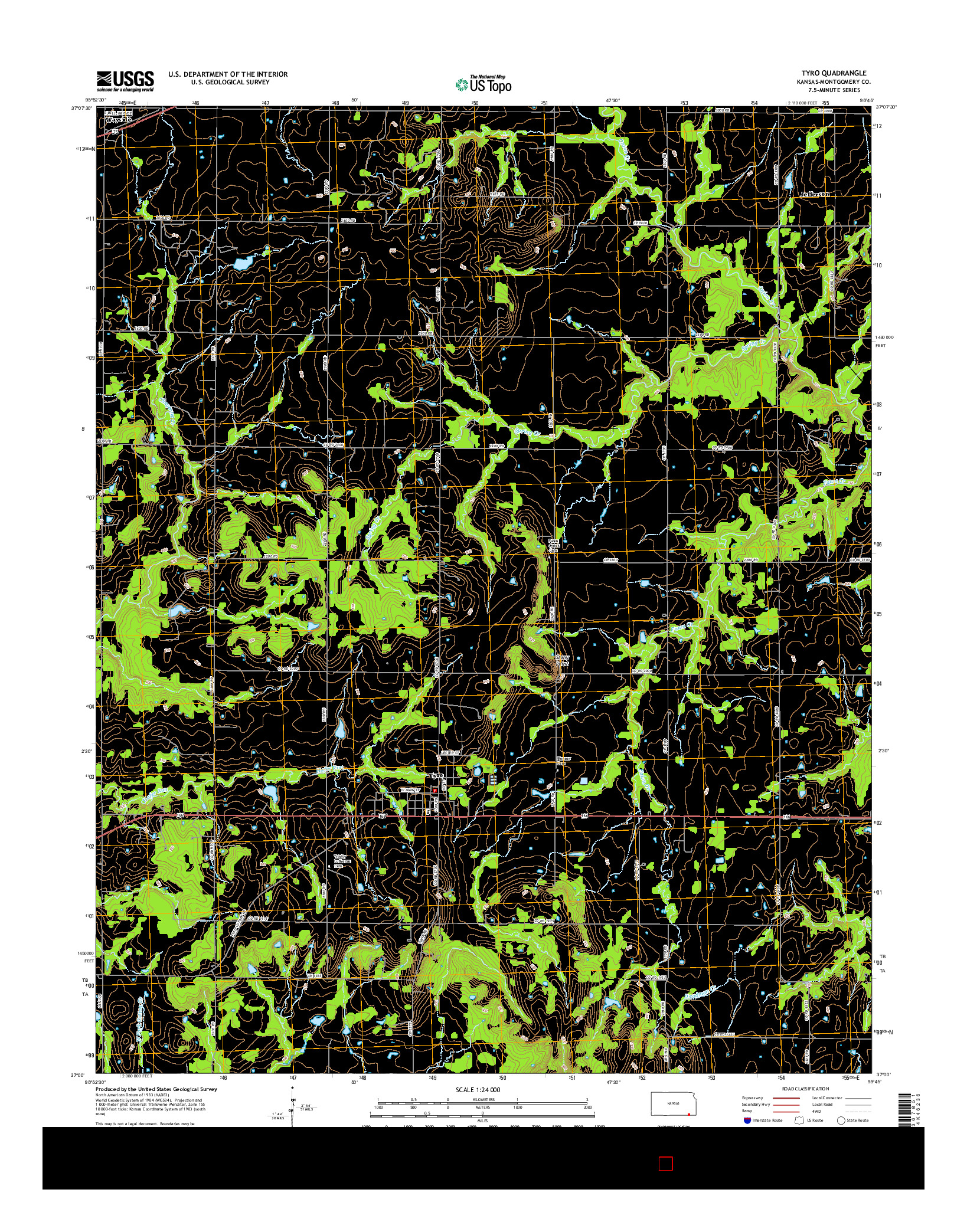 USGS US TOPO 7.5-MINUTE MAP FOR TYRO, KS 2015