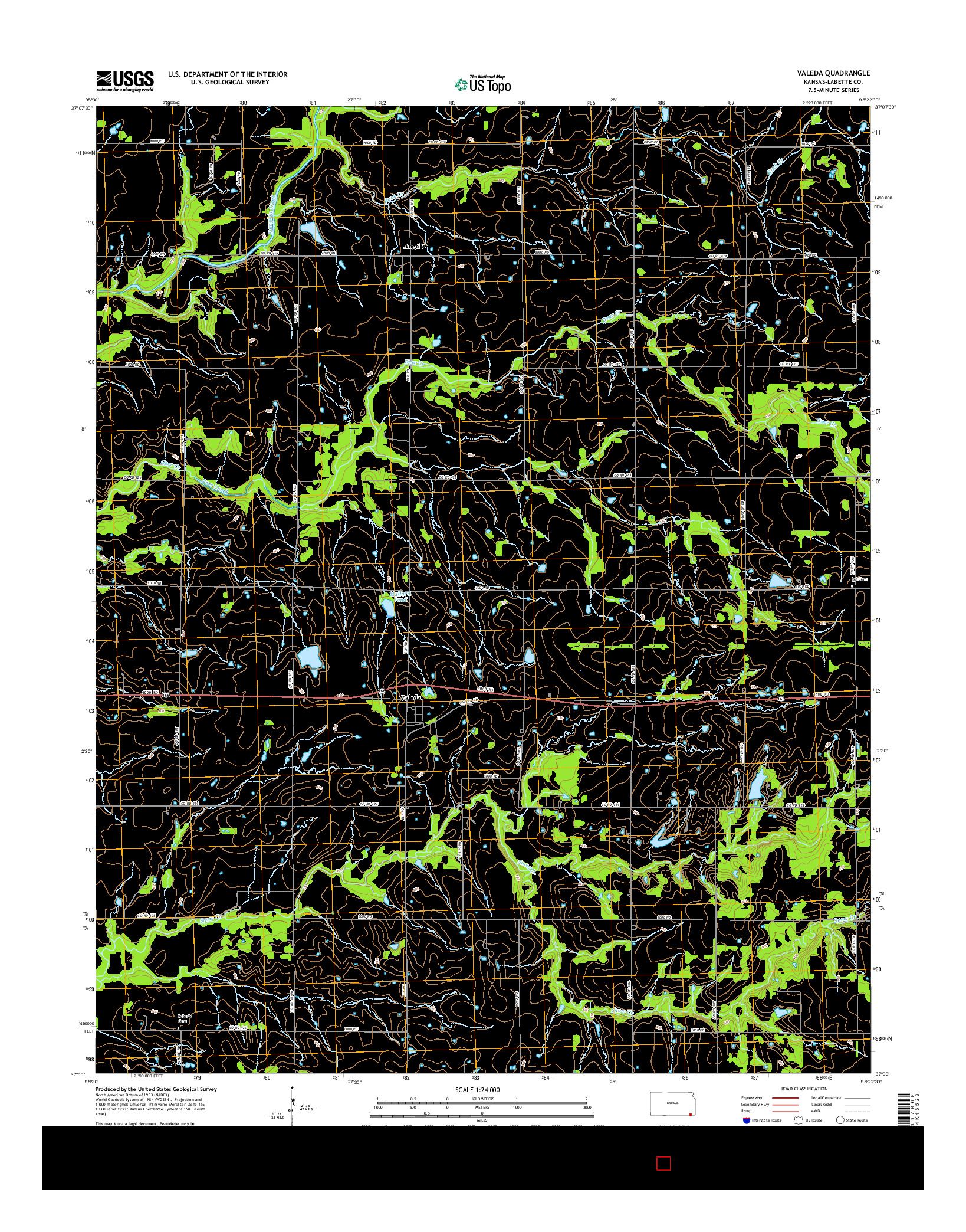 USGS US TOPO 7.5-MINUTE MAP FOR VALEDA, KS 2015