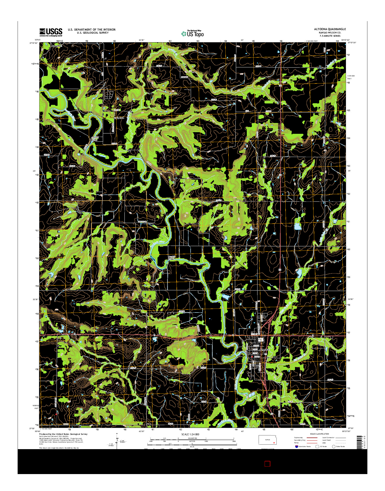 USGS US TOPO 7.5-MINUTE MAP FOR ALTOONA, KS 2015