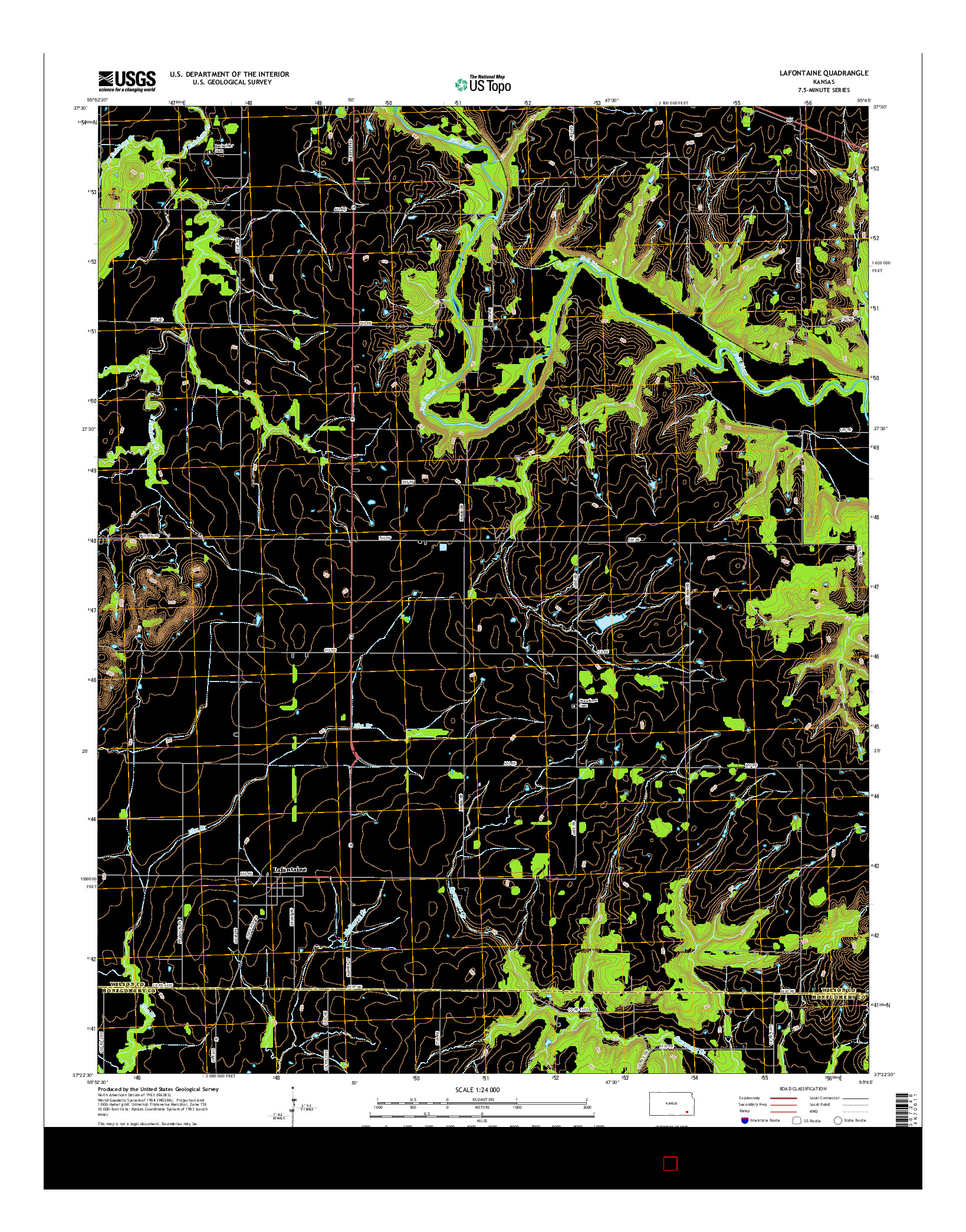 USGS US TOPO 7.5-MINUTE MAP FOR LAFONTAINE, KS 2015
