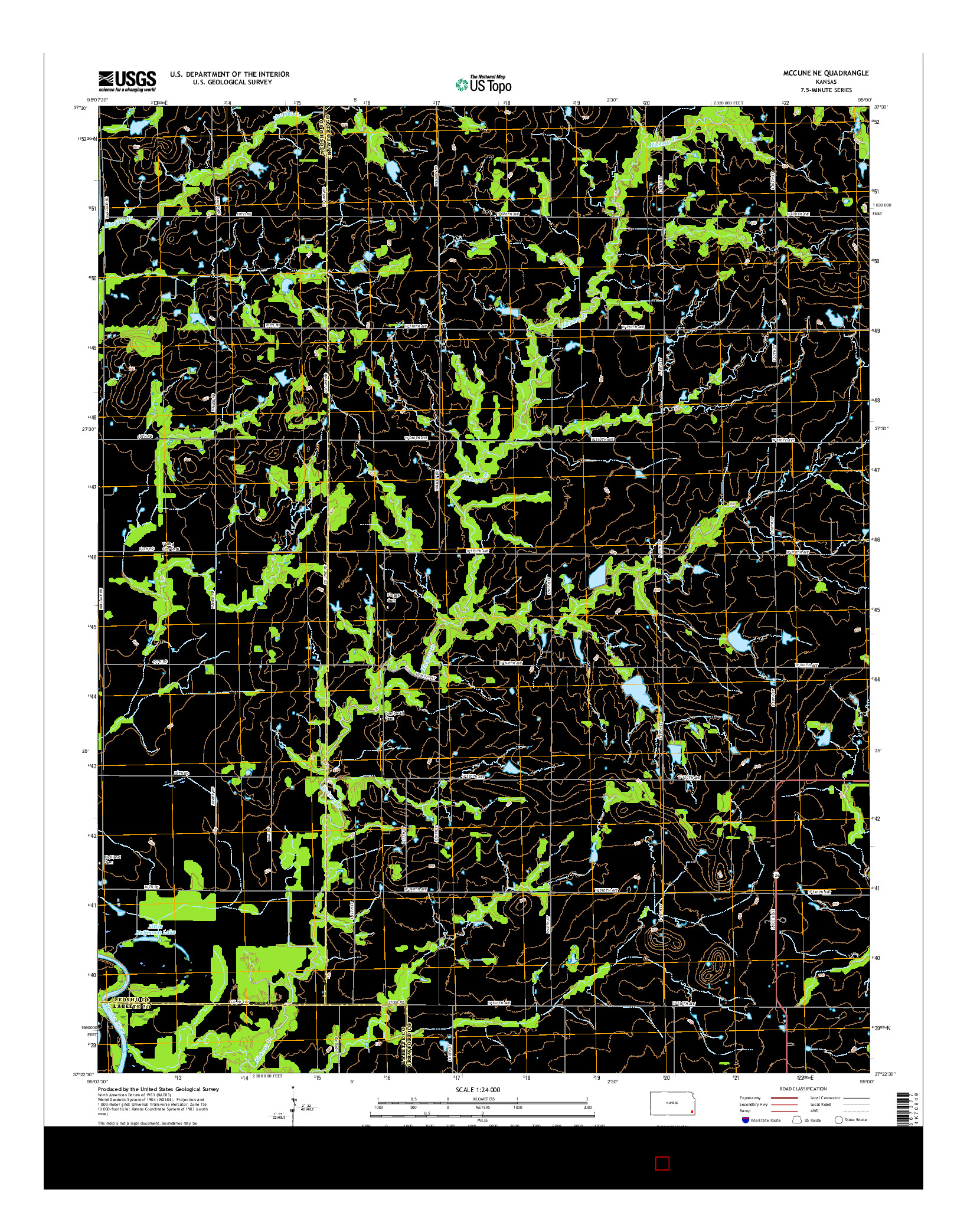 USGS US TOPO 7.5-MINUTE MAP FOR MCCUNE NE, KS 2015