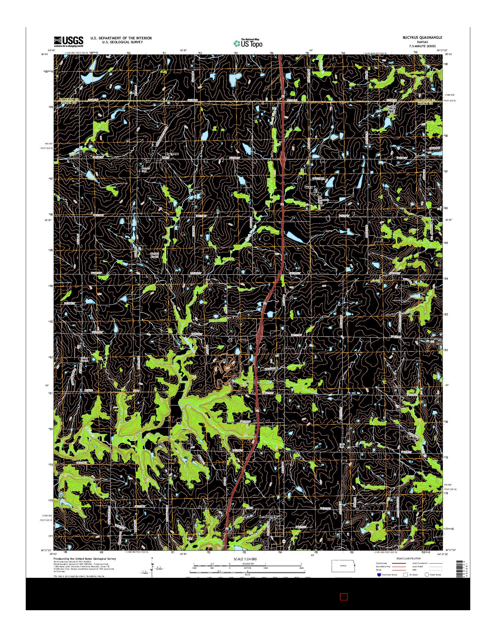 USGS US TOPO 7.5-MINUTE MAP FOR BUCYRUS, KS 2015