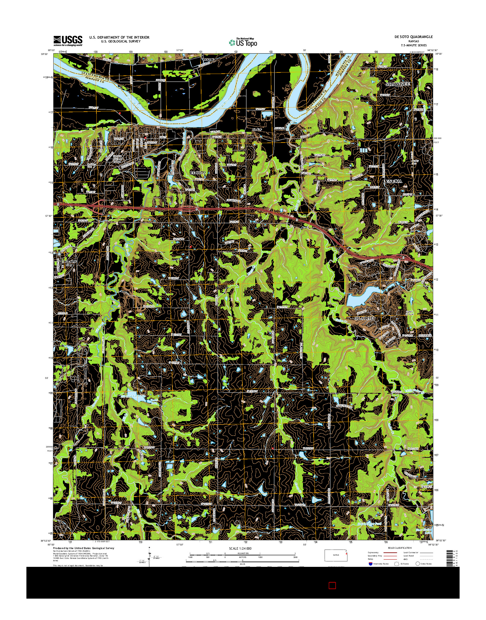 USGS US TOPO 7.5-MINUTE MAP FOR DE SOTO, KS 2015