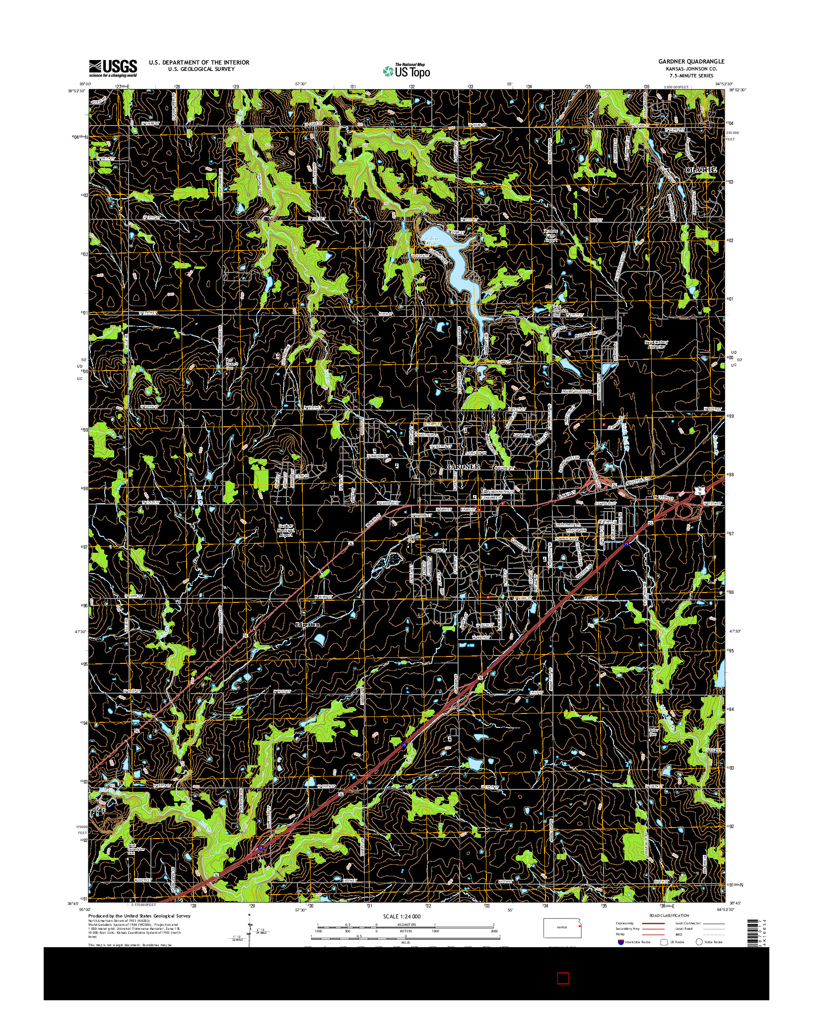 USGS US TOPO 7.5-MINUTE MAP FOR GARDNER, KS 2015