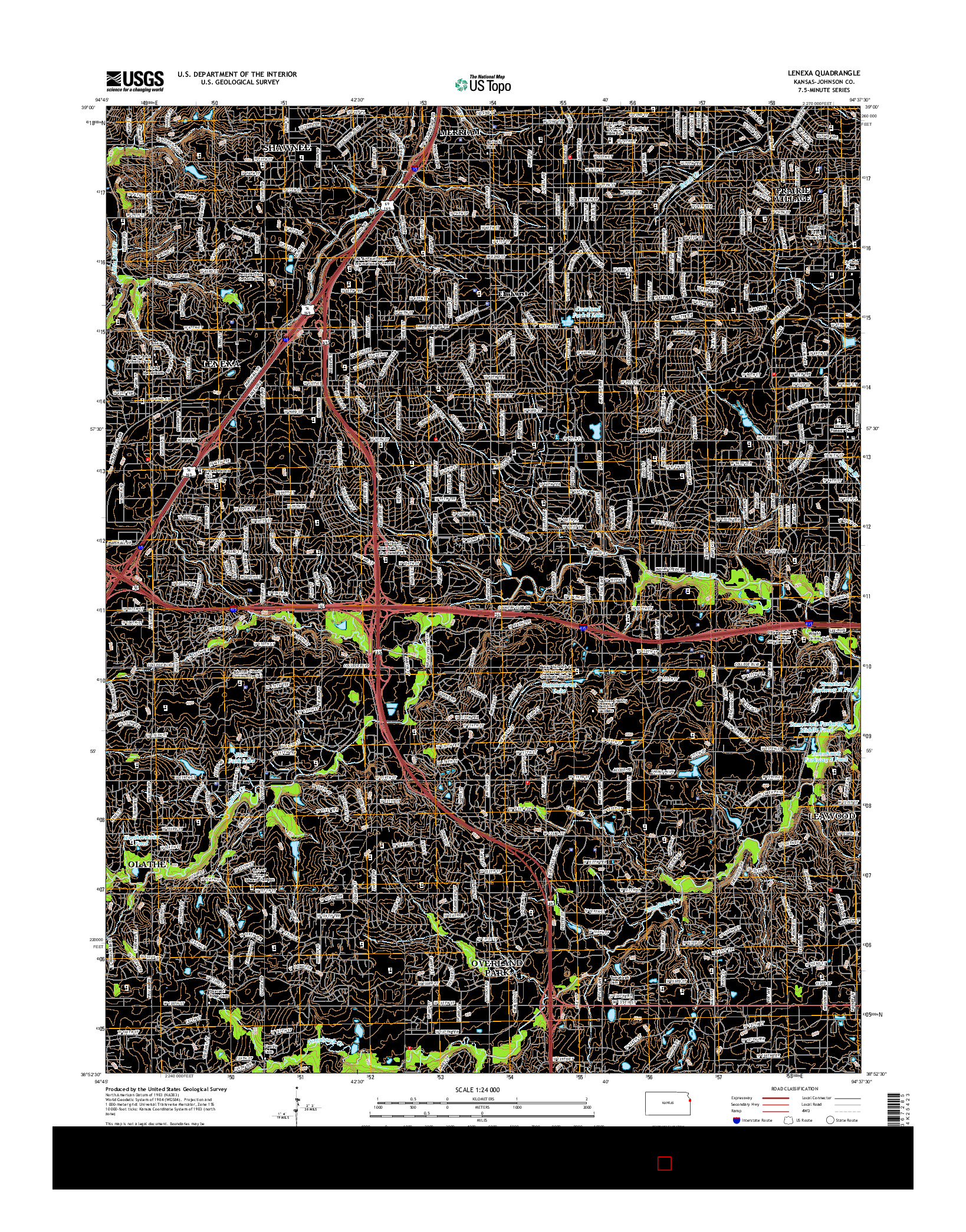 USGS US TOPO 7.5-MINUTE MAP FOR LENEXA, KS 2015