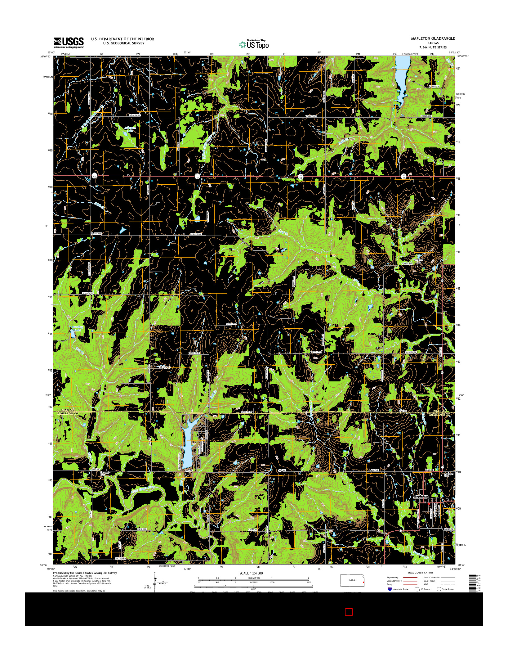 USGS US TOPO 7.5-MINUTE MAP FOR MAPLETON, KS 2015