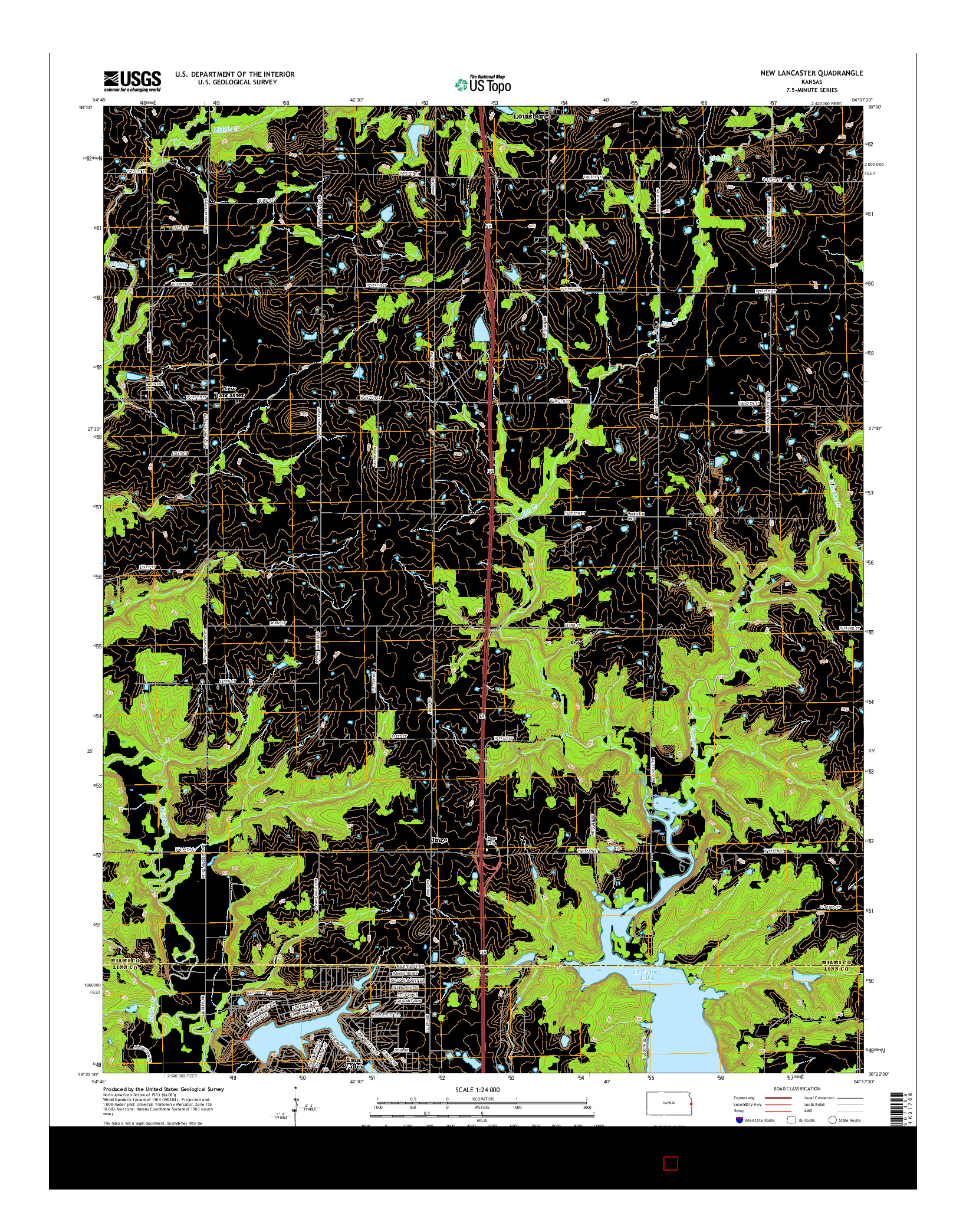USGS US TOPO 7.5-MINUTE MAP FOR NEW LANCASTER, KS 2015