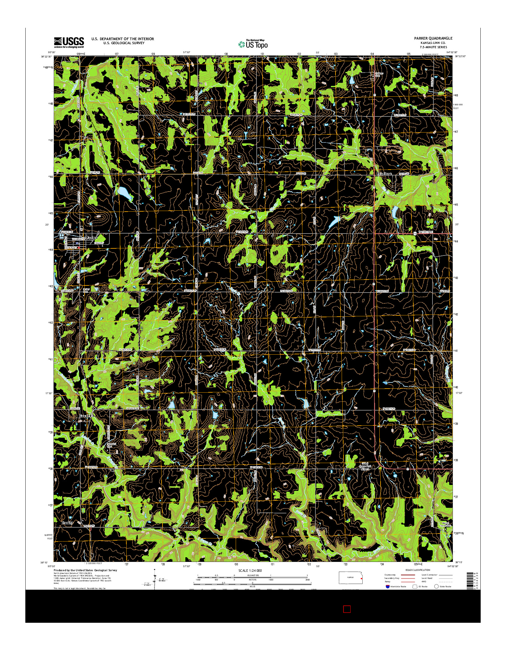 USGS US TOPO 7.5-MINUTE MAP FOR PARKER, KS 2015