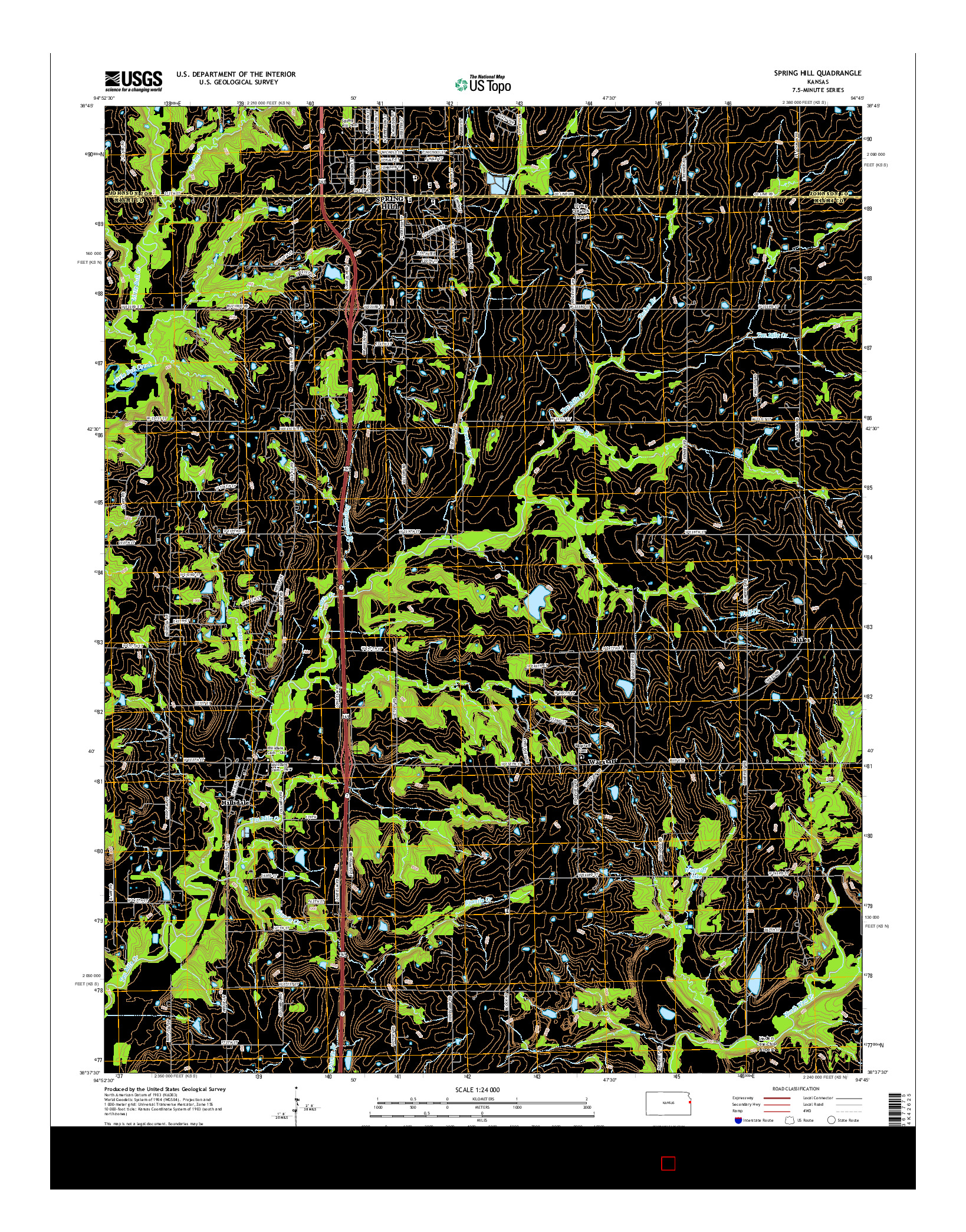 USGS US TOPO 7.5-MINUTE MAP FOR SPRING HILL, KS 2015