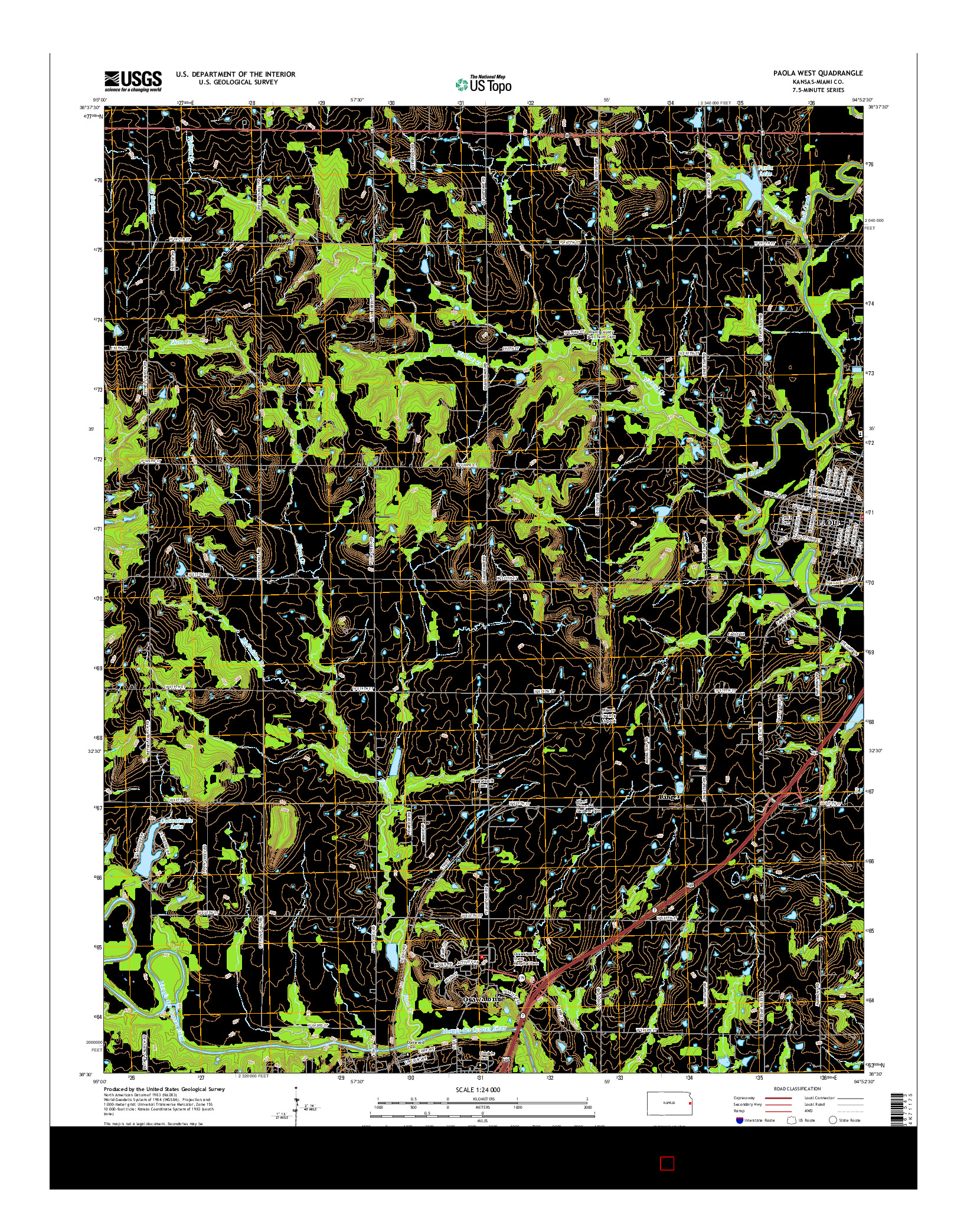 USGS US TOPO 7.5-MINUTE MAP FOR PAOLA WEST, KS 2015