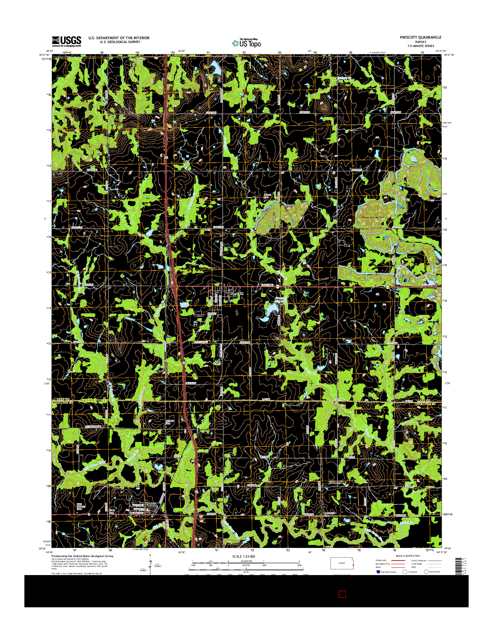 USGS US TOPO 7.5-MINUTE MAP FOR PRESCOTT, KS 2015