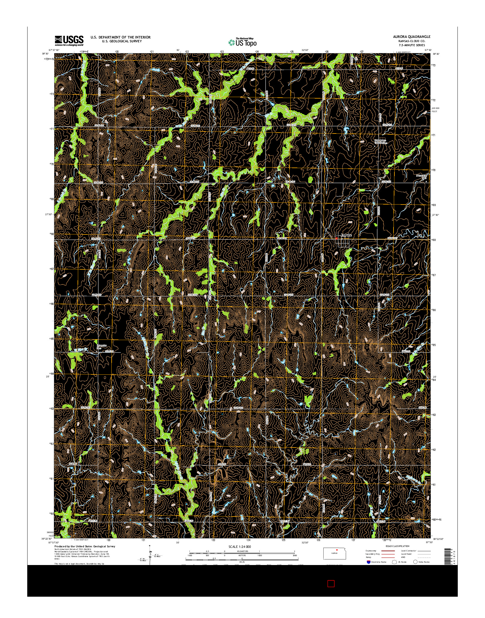 USGS US TOPO 7.5-MINUTE MAP FOR AURORA, KS 2015