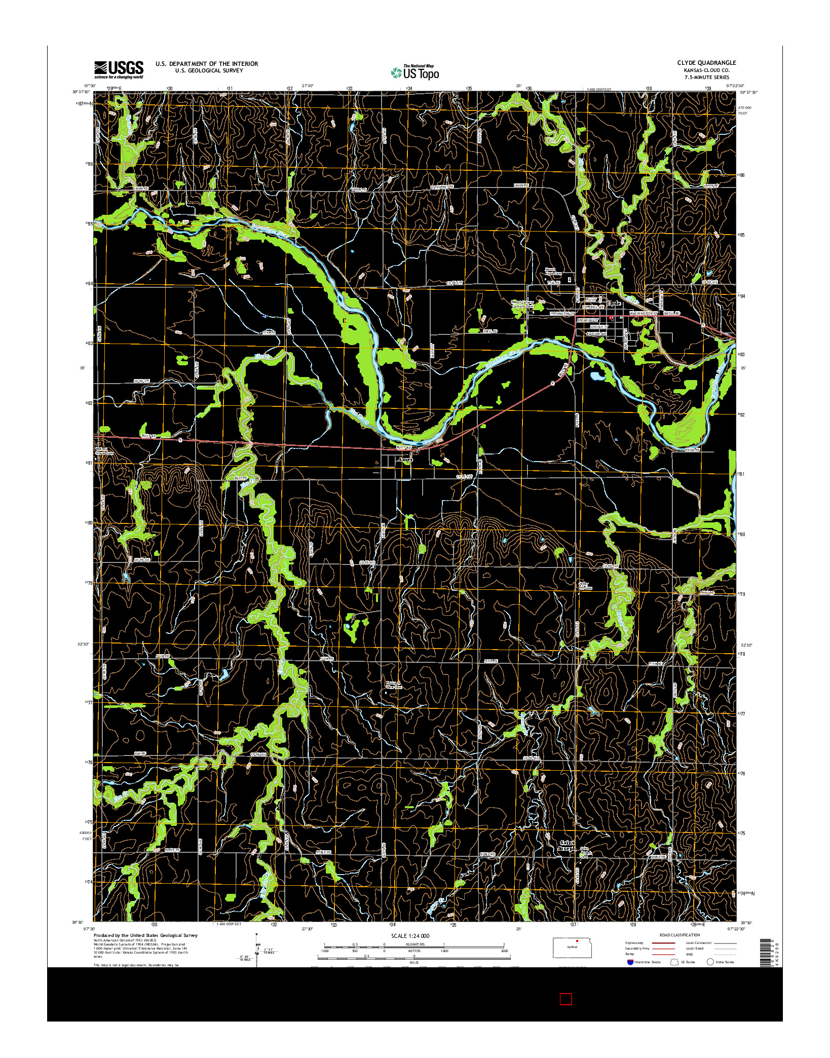 USGS US TOPO 7.5-MINUTE MAP FOR CLYDE, KS 2015