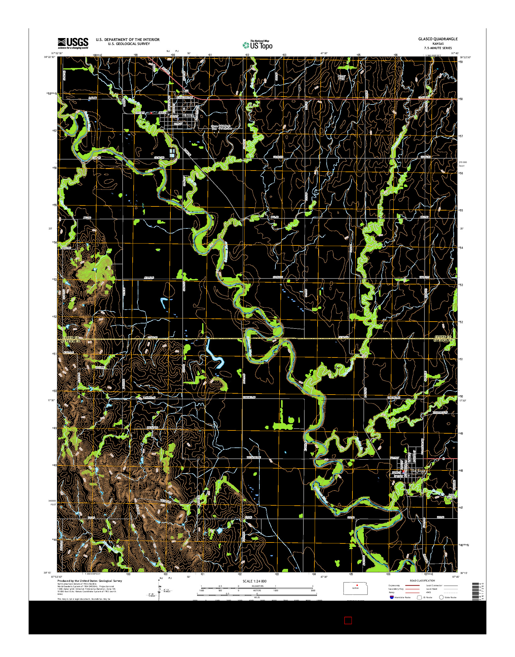 USGS US TOPO 7.5-MINUTE MAP FOR GLASCO, KS 2015