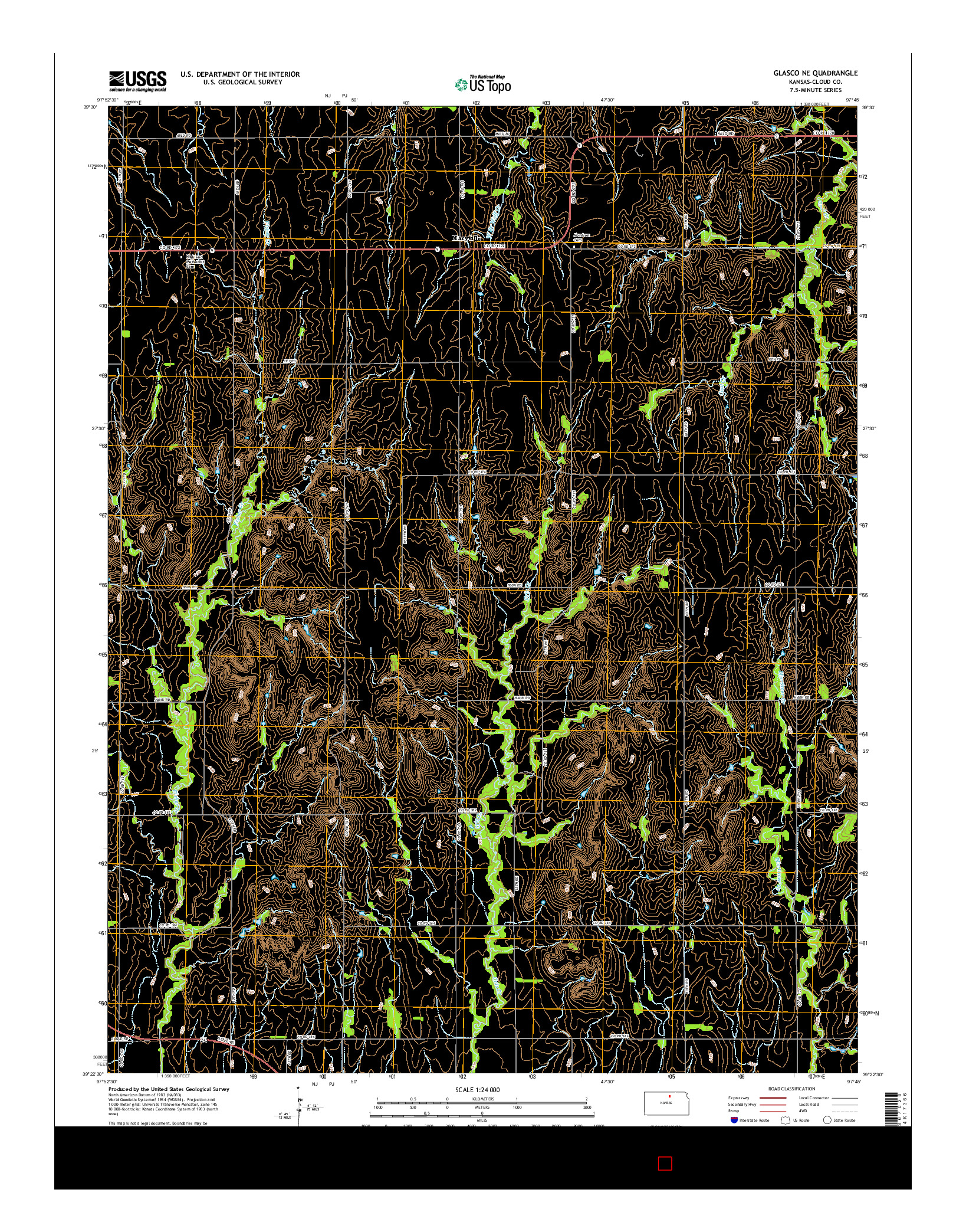 USGS US TOPO 7.5-MINUTE MAP FOR GLASCO NE, KS 2015