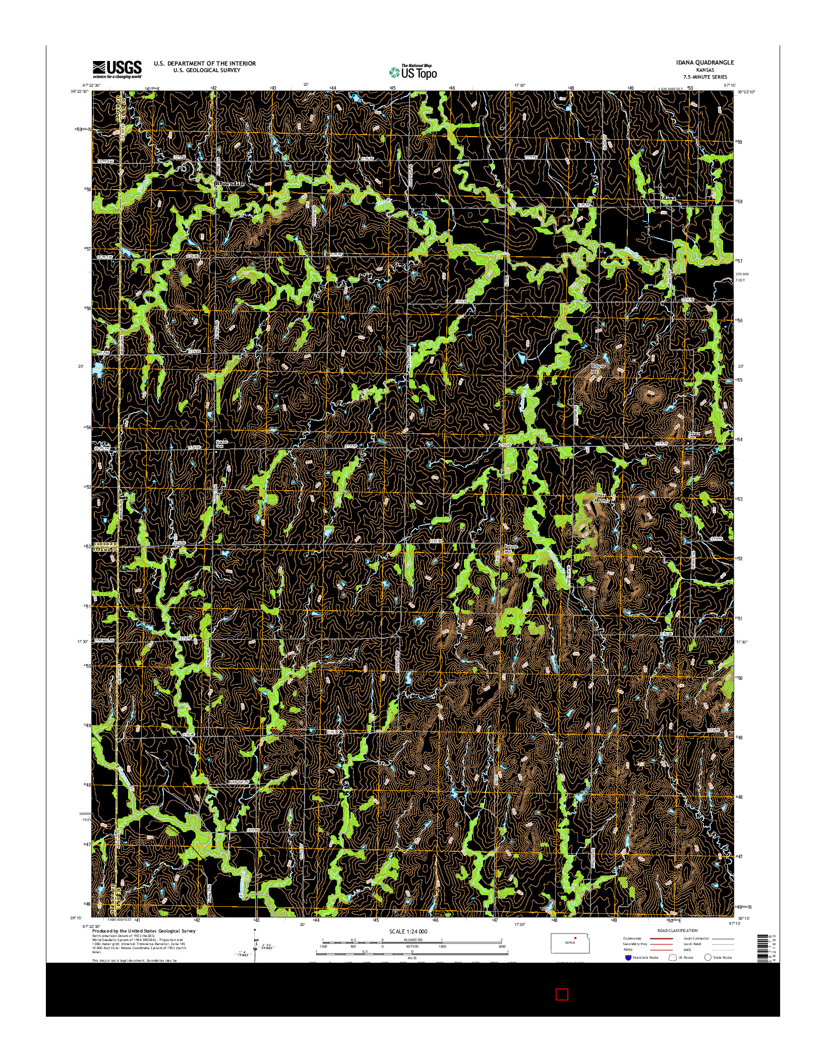 USGS US TOPO 7.5-MINUTE MAP FOR IDANA, KS 2015