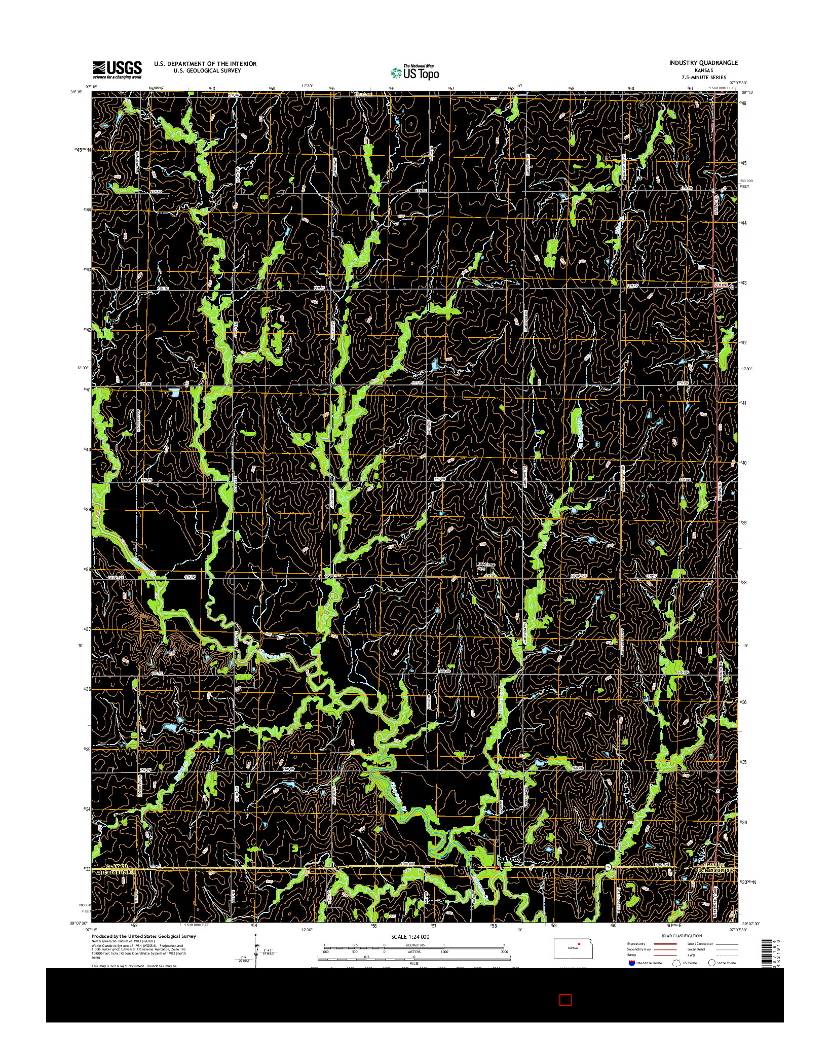 USGS US TOPO 7.5-MINUTE MAP FOR INDUSTRY, KS 2015