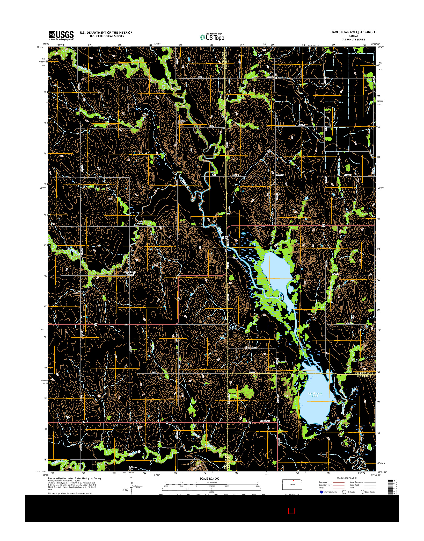 USGS US TOPO 7.5-MINUTE MAP FOR JAMESTOWN NW, KS 2015