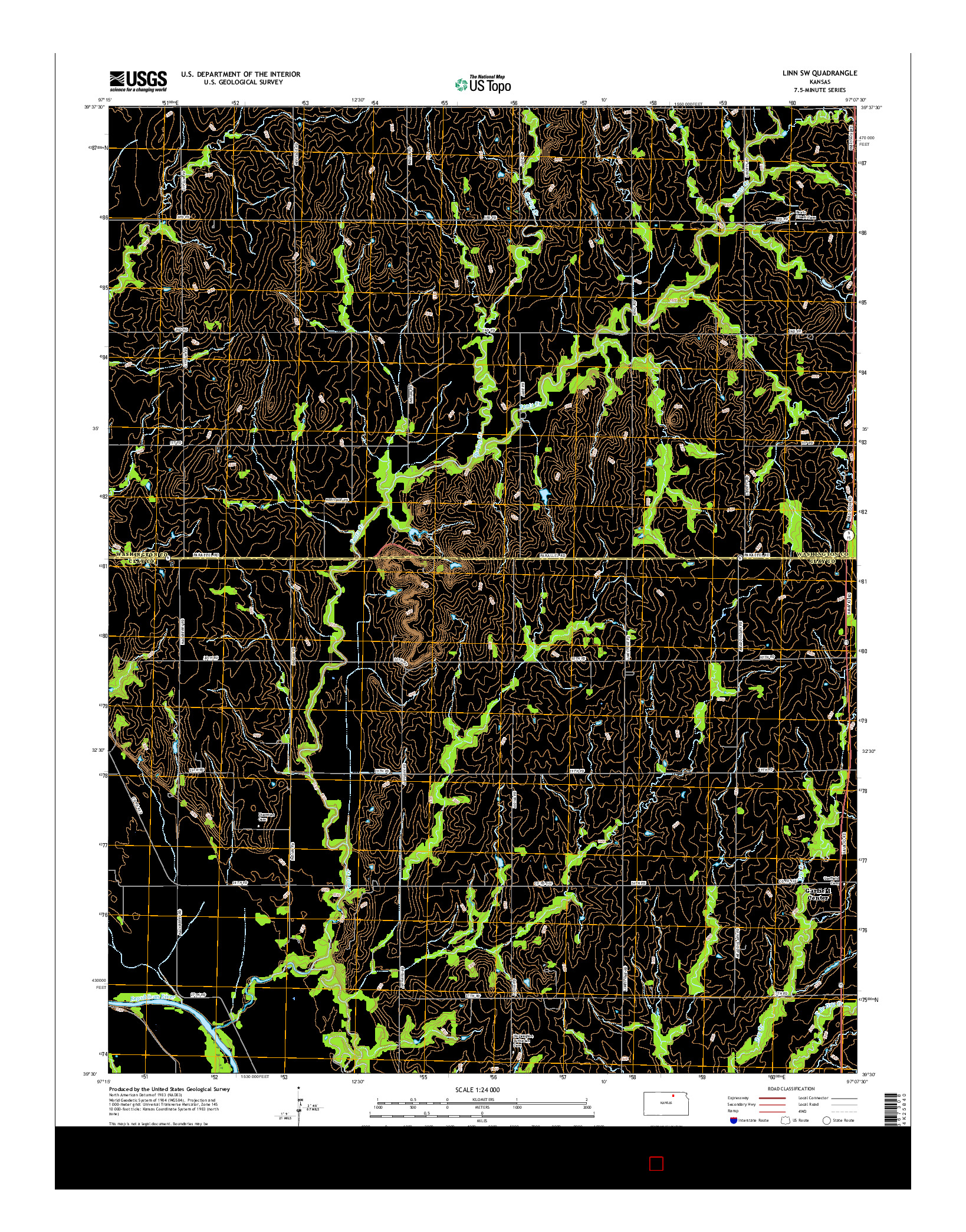 USGS US TOPO 7.5-MINUTE MAP FOR LINN SW, KS 2015