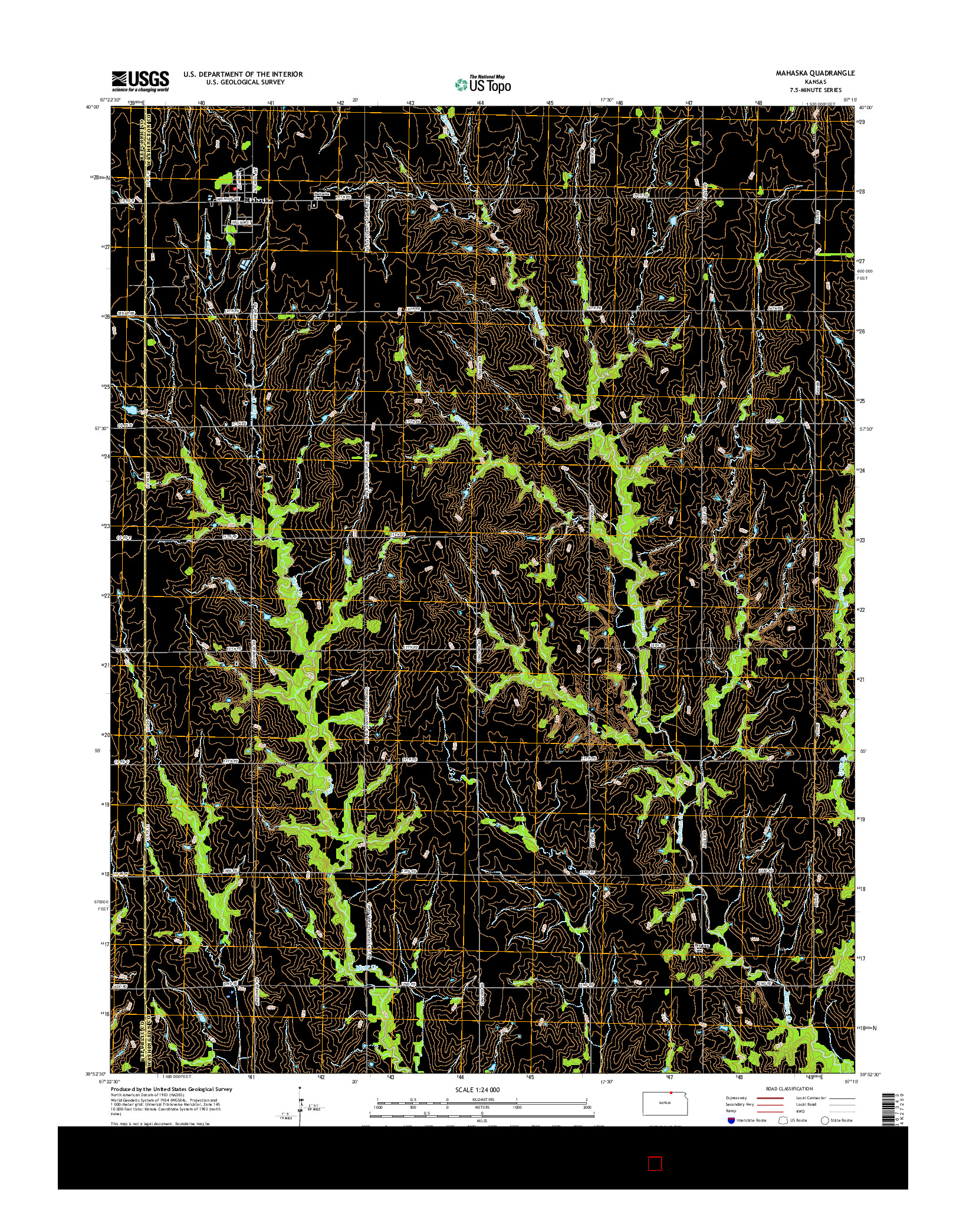 USGS US TOPO 7.5-MINUTE MAP FOR MAHASKA, KS 2015