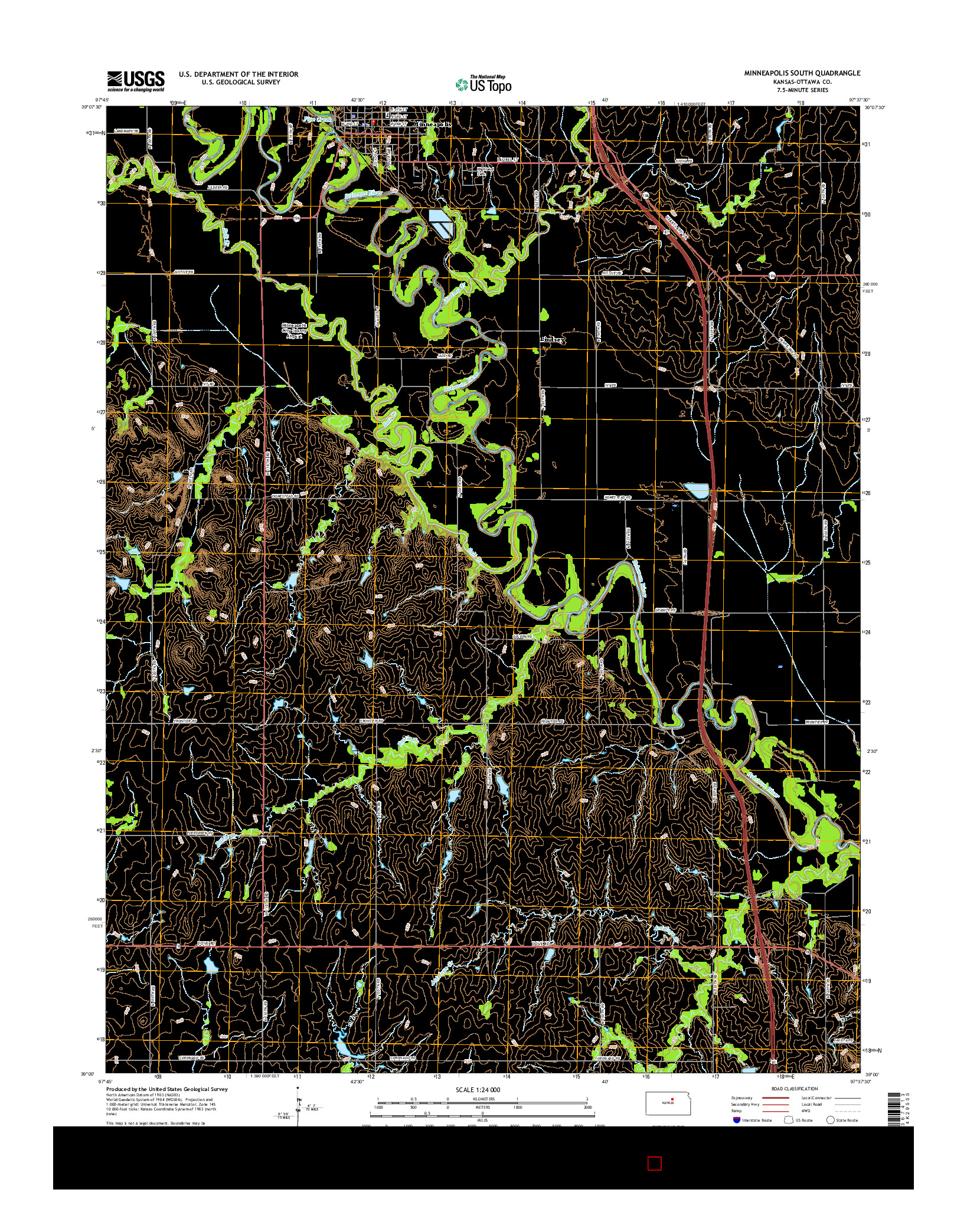 USGS US TOPO 7.5-MINUTE MAP FOR MINNEAPOLIS SOUTH, KS 2015