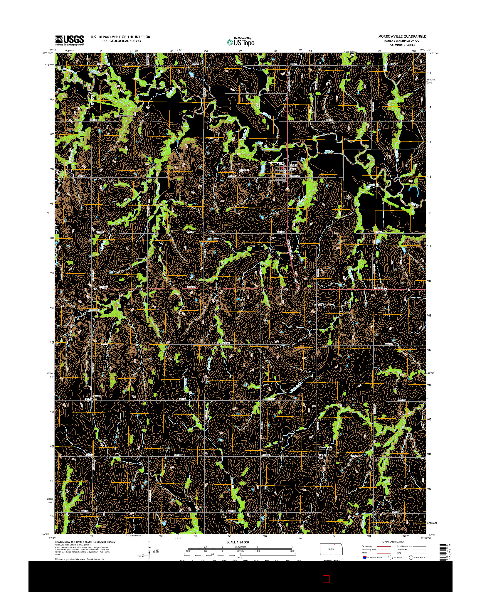 USGS US TOPO 7.5-MINUTE MAP FOR MORROWVILLE, KS 2015