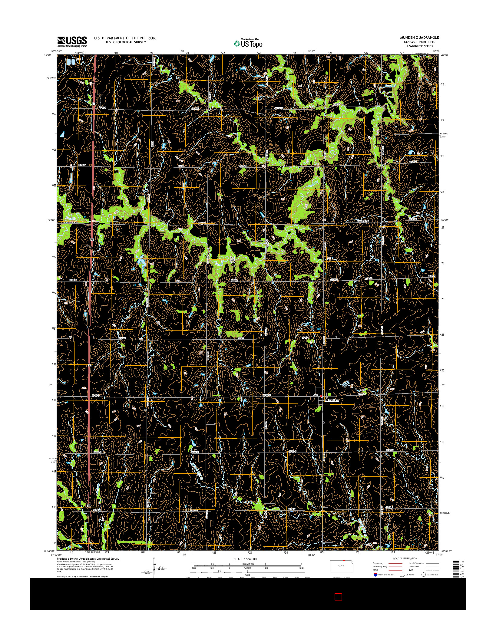 USGS US TOPO 7.5-MINUTE MAP FOR MUNDEN, KS 2015