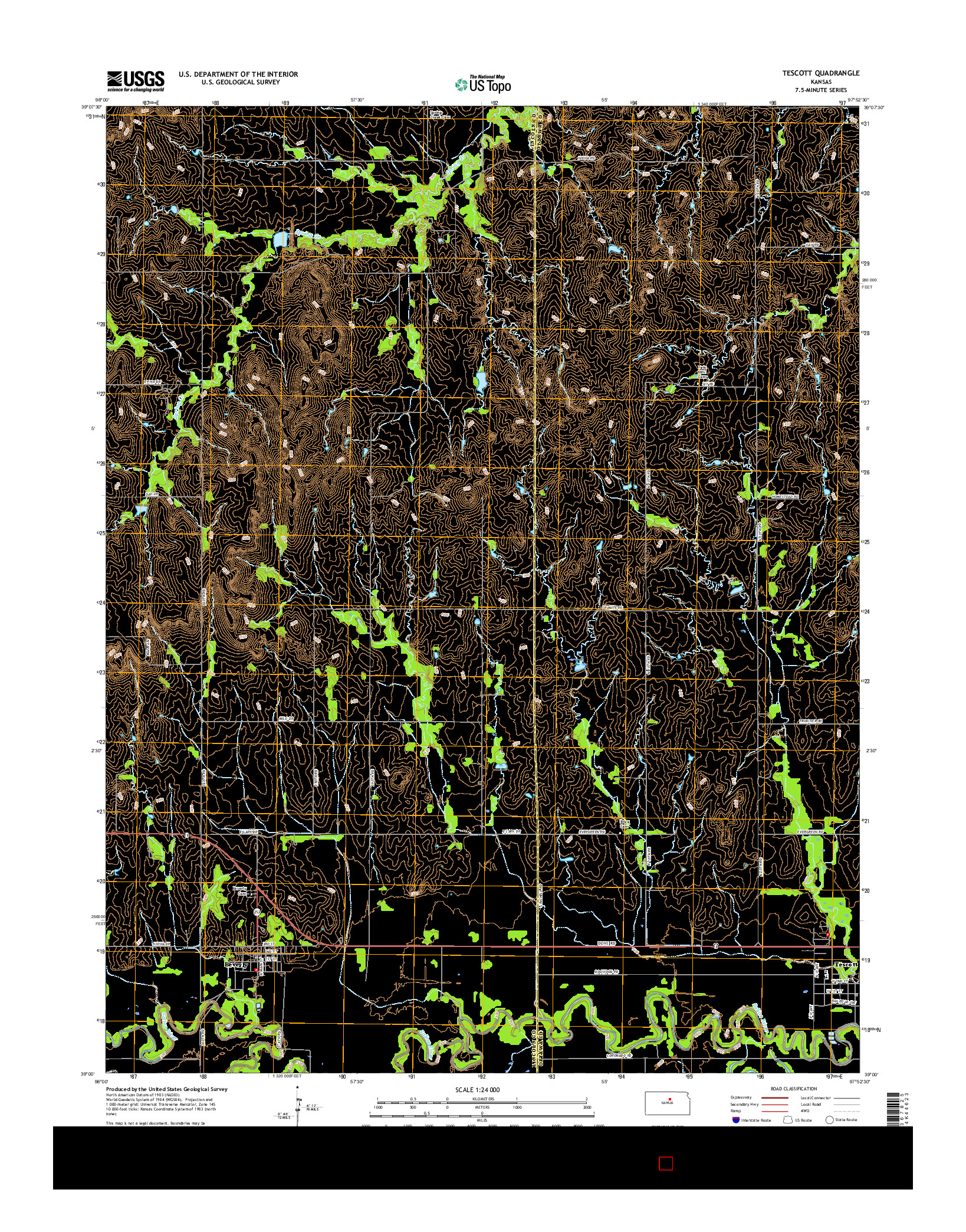 USGS US TOPO 7.5-MINUTE MAP FOR TESCOTT, KS 2015