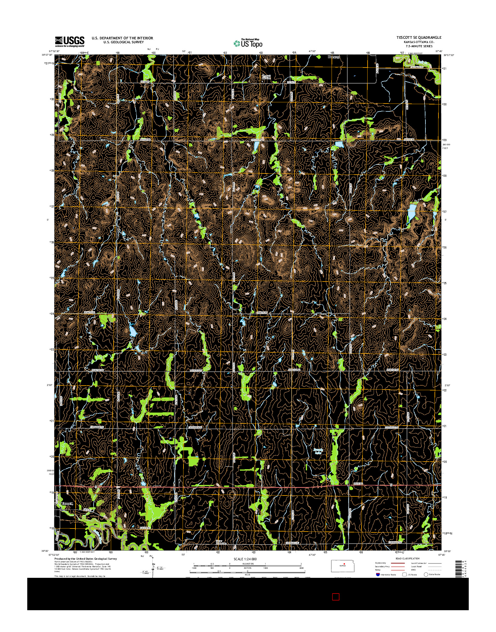 USGS US TOPO 7.5-MINUTE MAP FOR TESCOTT SE, KS 2015