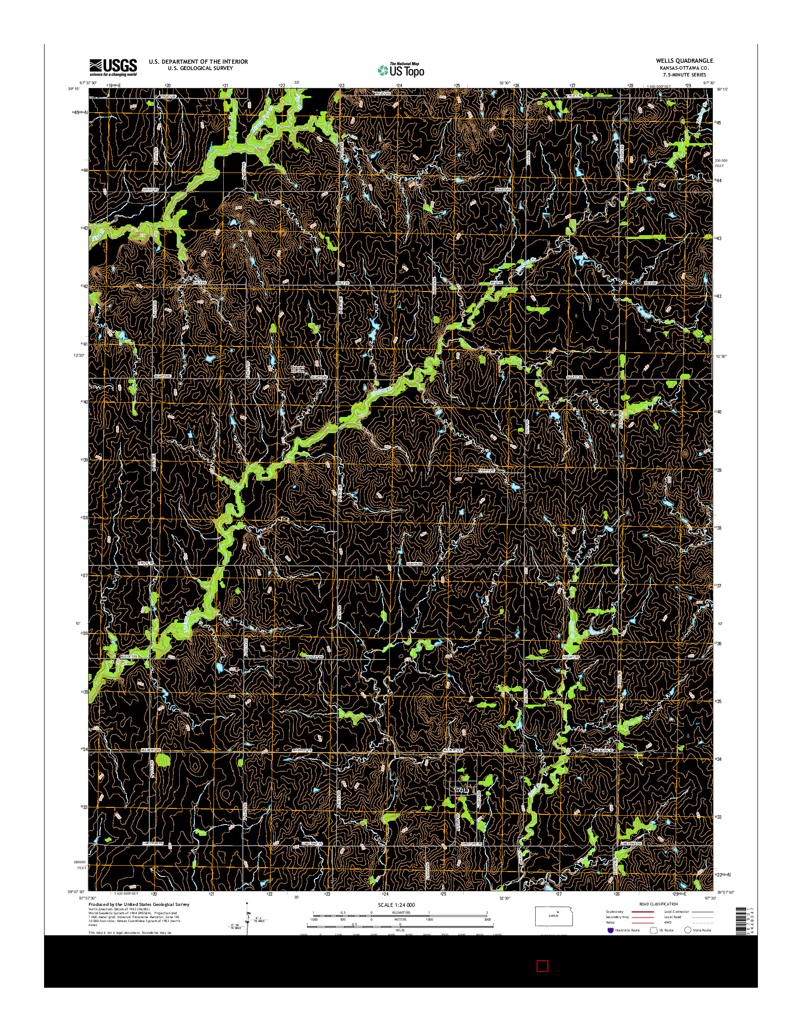 USGS US TOPO 7.5-MINUTE MAP FOR WELLS, KS 2015