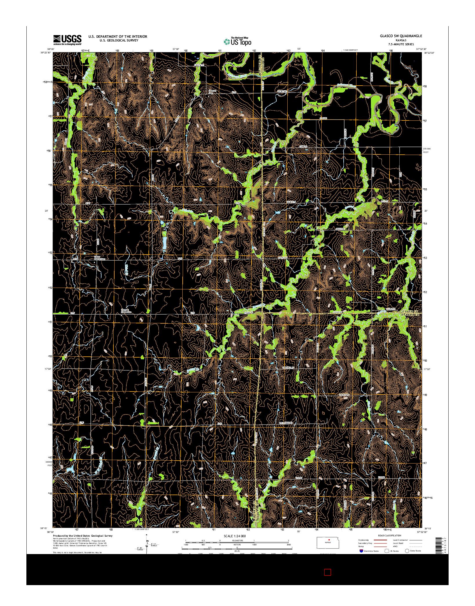 USGS US TOPO 7.5-MINUTE MAP FOR GLASCO SW, KS 2015