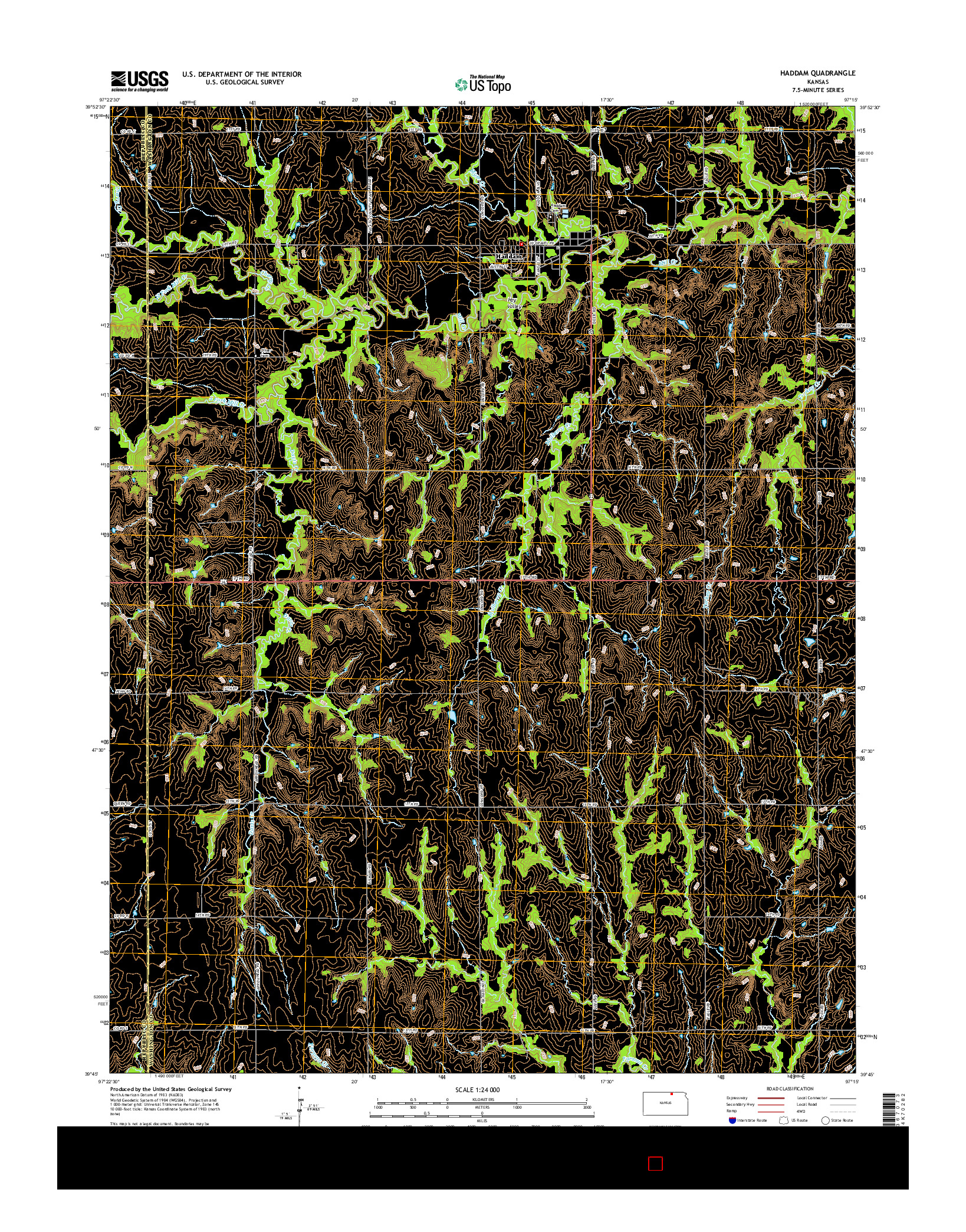 USGS US TOPO 7.5-MINUTE MAP FOR HADDAM, KS 2015