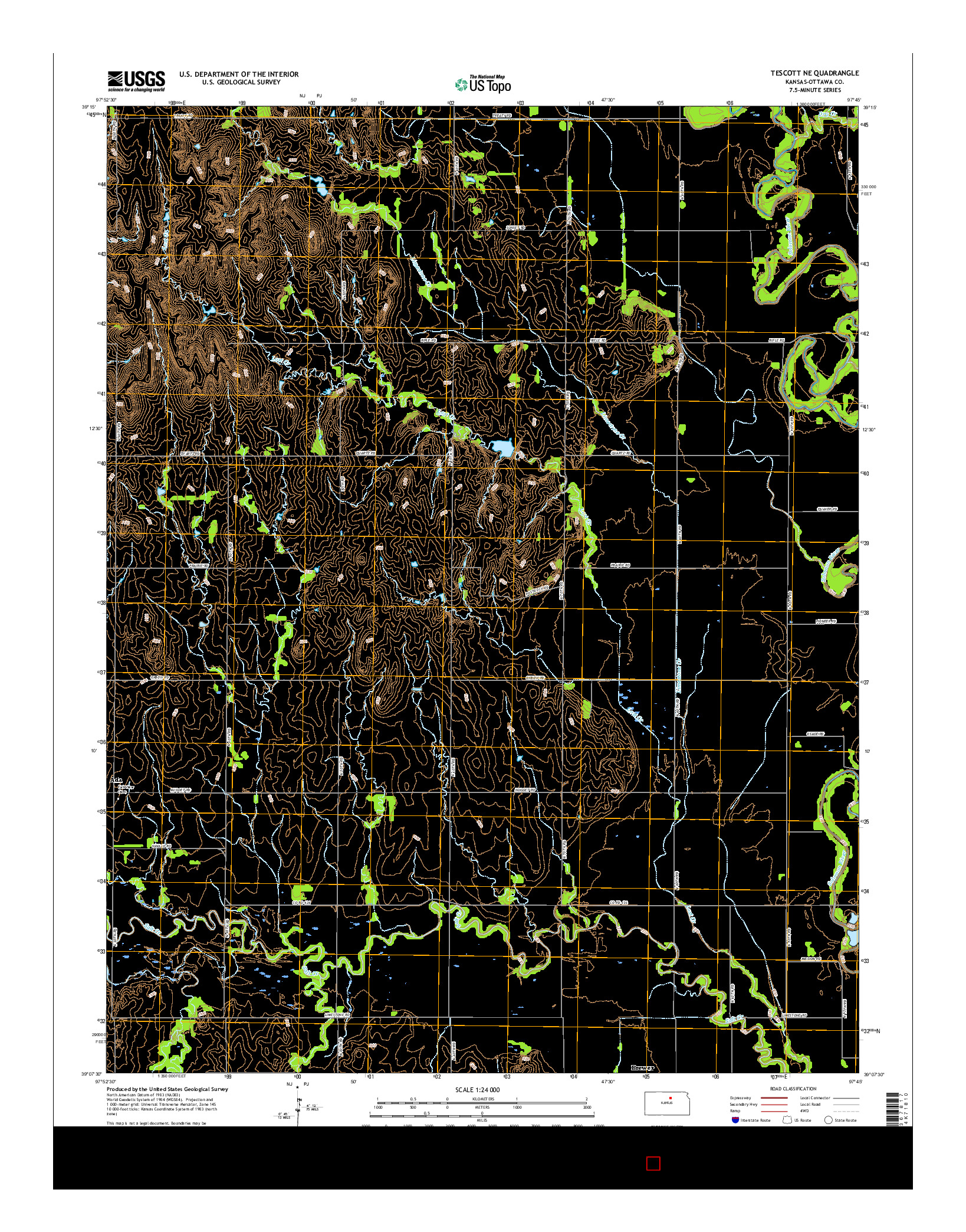 USGS US TOPO 7.5-MINUTE MAP FOR TESCOTT NE, KS 2015
