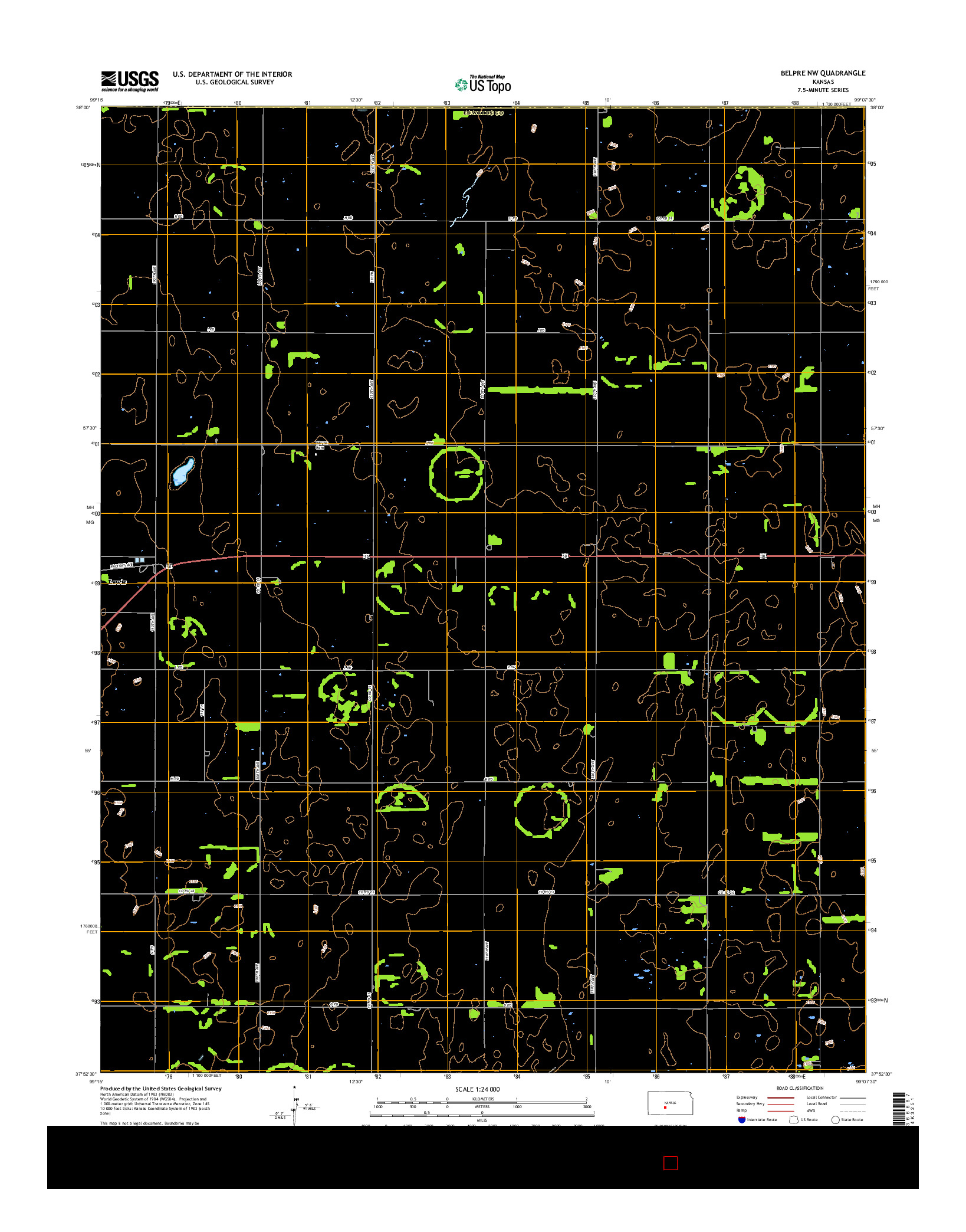 USGS US TOPO 7.5-MINUTE MAP FOR BELPRE NW, KS 2015