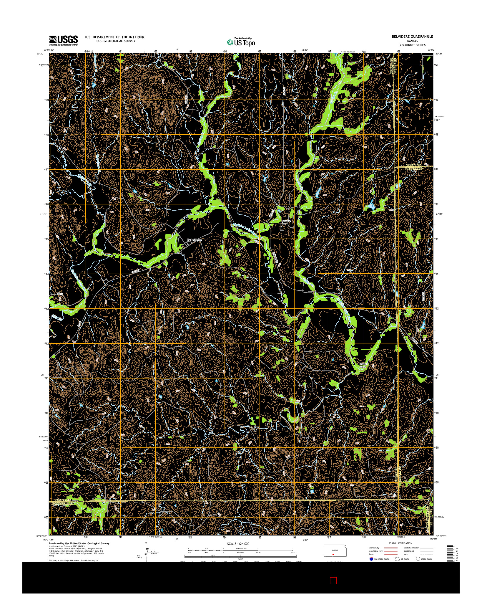 USGS US TOPO 7.5-MINUTE MAP FOR BELVIDERE, KS 2015