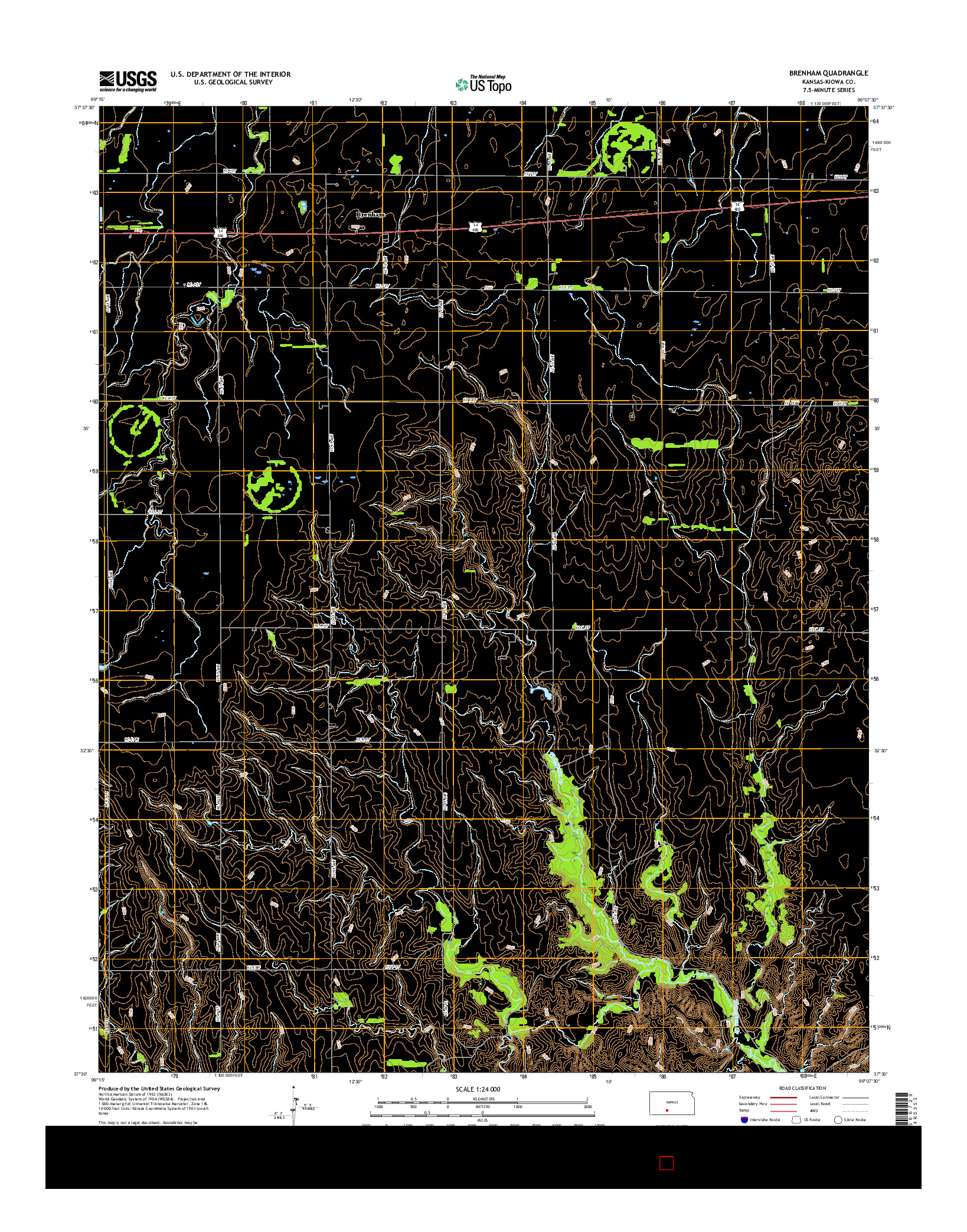 USGS US TOPO 7.5-MINUTE MAP FOR BRENHAM, KS 2015