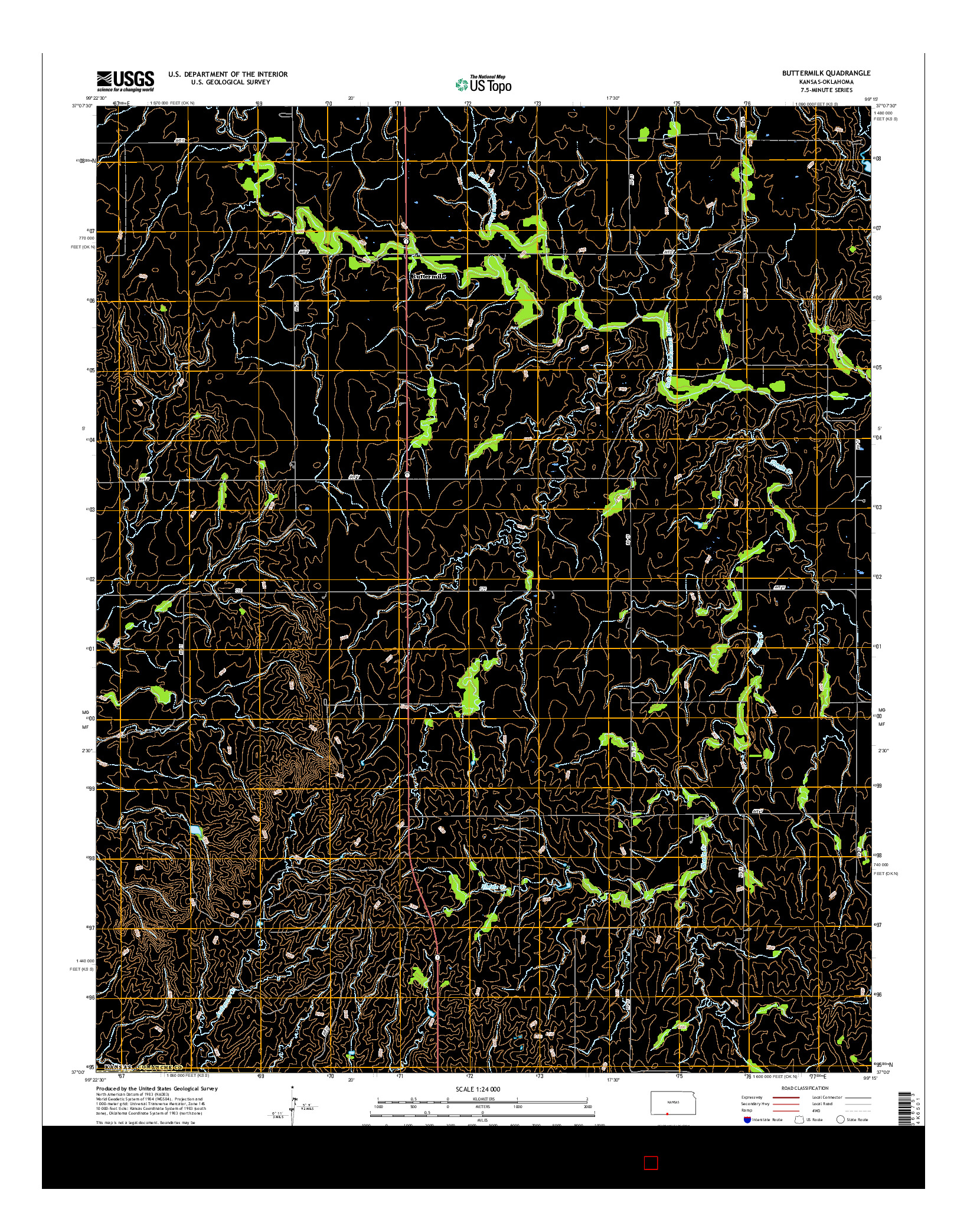 USGS US TOPO 7.5-MINUTE MAP FOR BUTTERMILK, KS-OK 2015