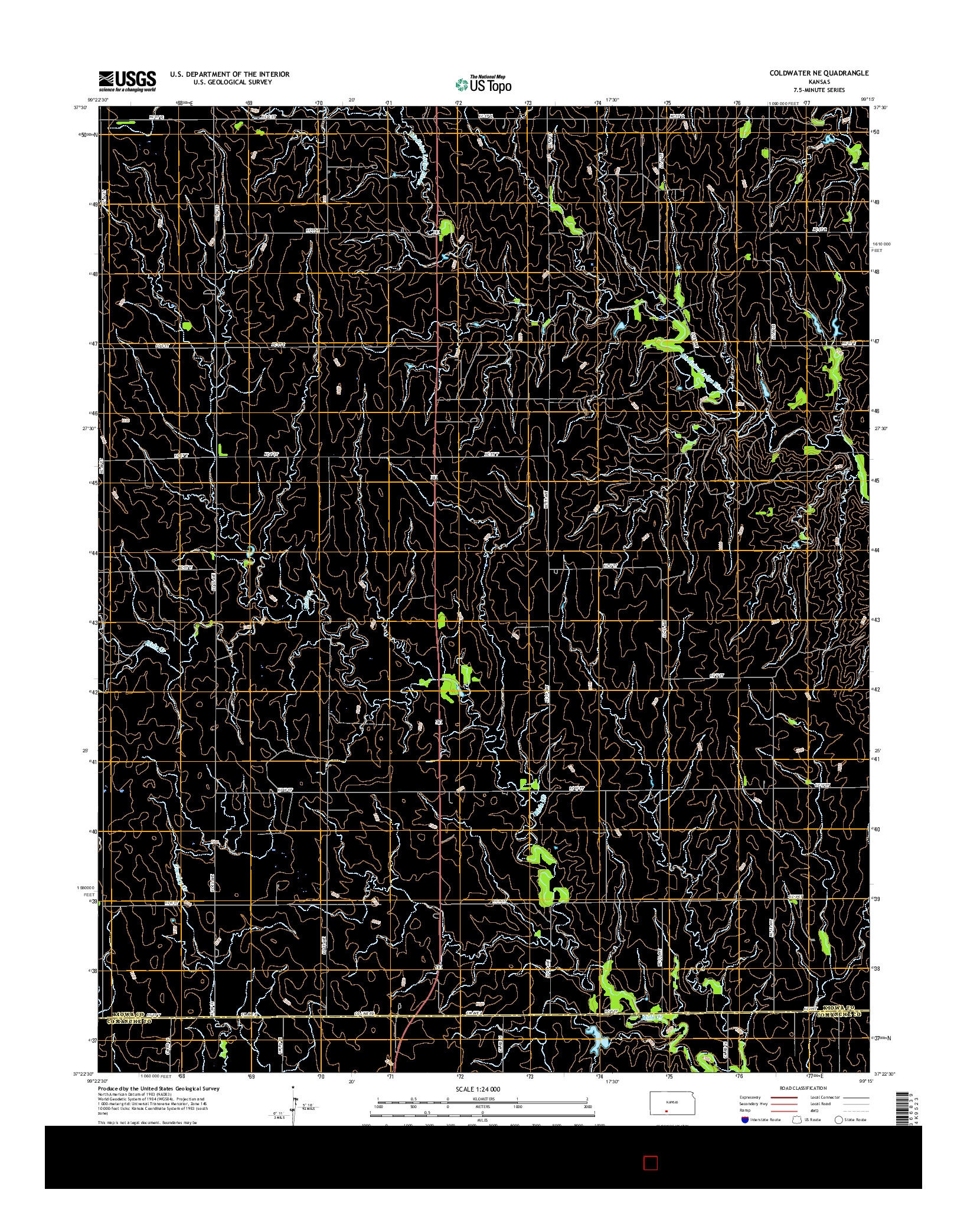 USGS US TOPO 7.5-MINUTE MAP FOR COLDWATER NE, KS 2015